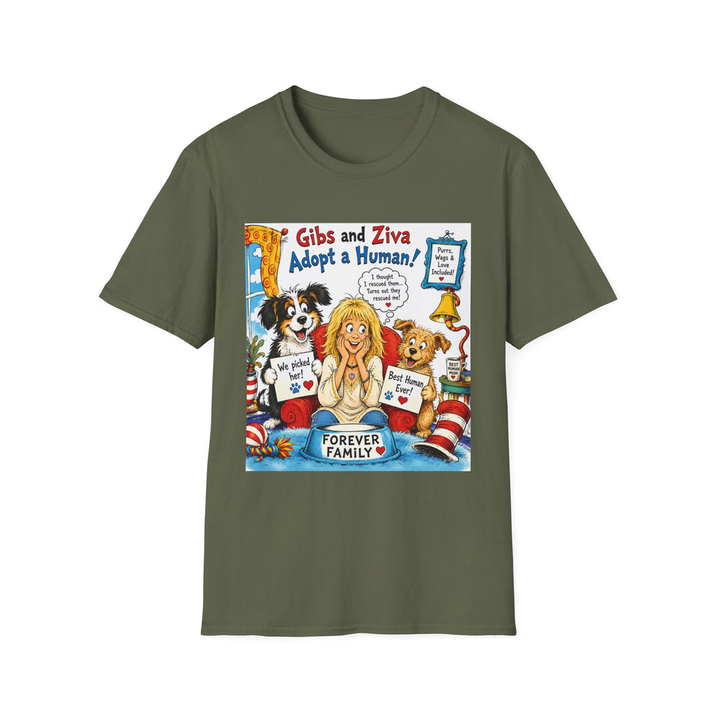 Adopt a Human Graphic T-Shirt — 'Gibs and Ziva Adopt a Human!'