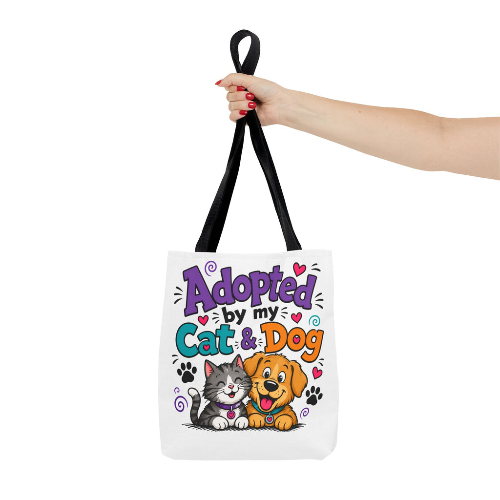 Adopted by My Cat & Dog Tote Bag — Cute Pet Rescue Reusable Shopper
