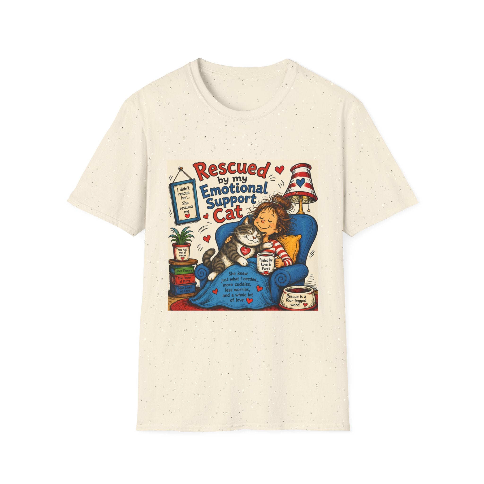 Emotional Support Cat T-Shirt — Rescued by My Emotional Support Cat Graphic Tee