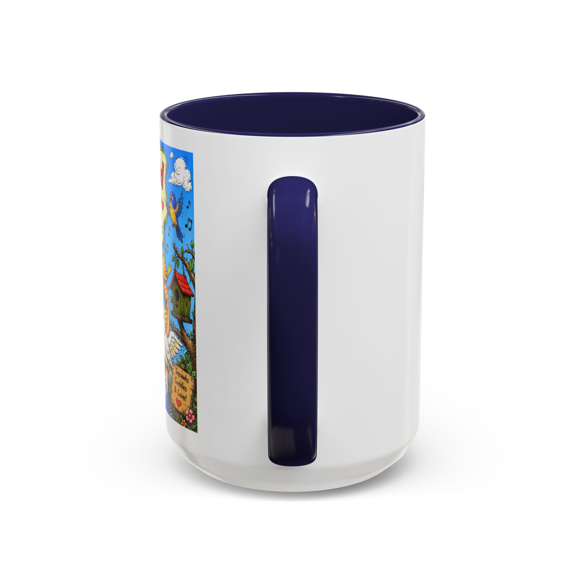 Adopted by My Bird Coffee Mug – Colorful Parrot & Bird Lover Accent Mug (11/15oz)