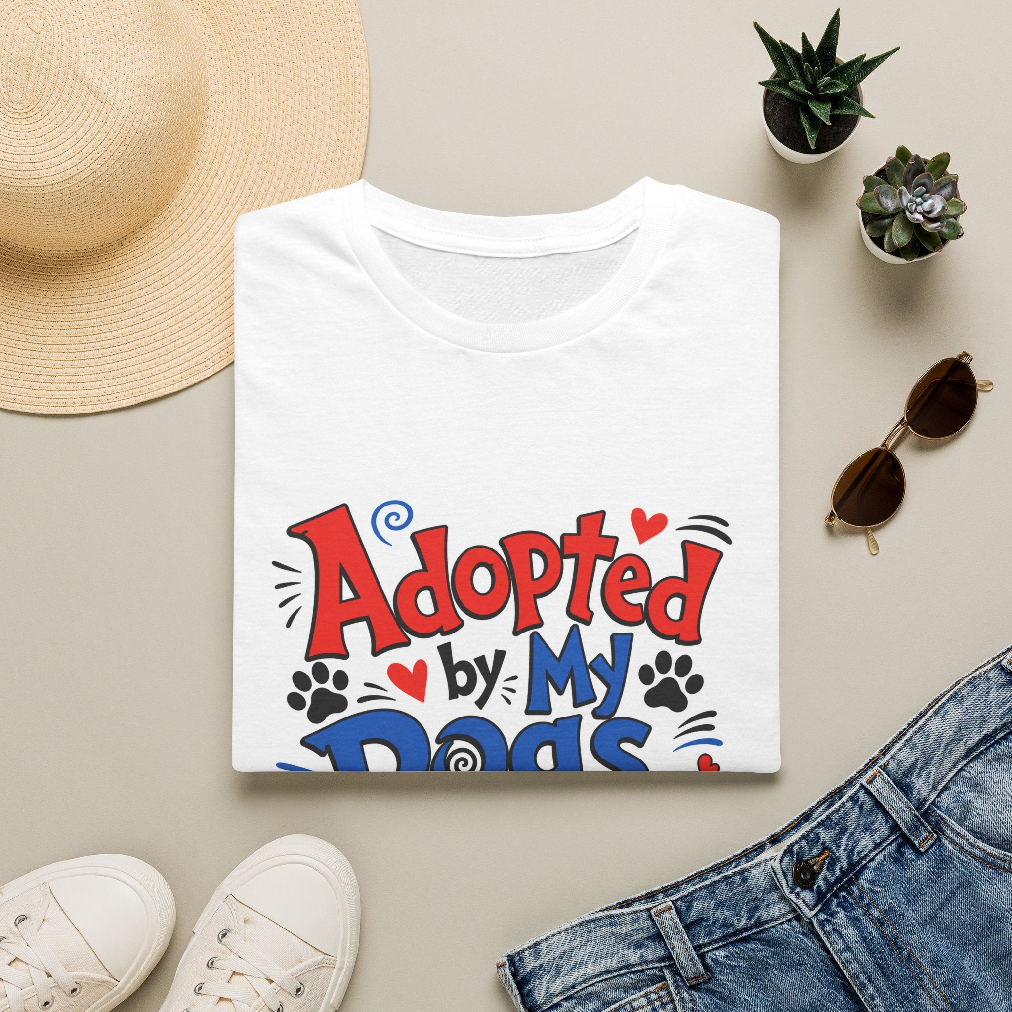 Adopted By My Dogs T-Shirt — "Adopted by My Dogs Best Day Ever" Pet Lover Tee