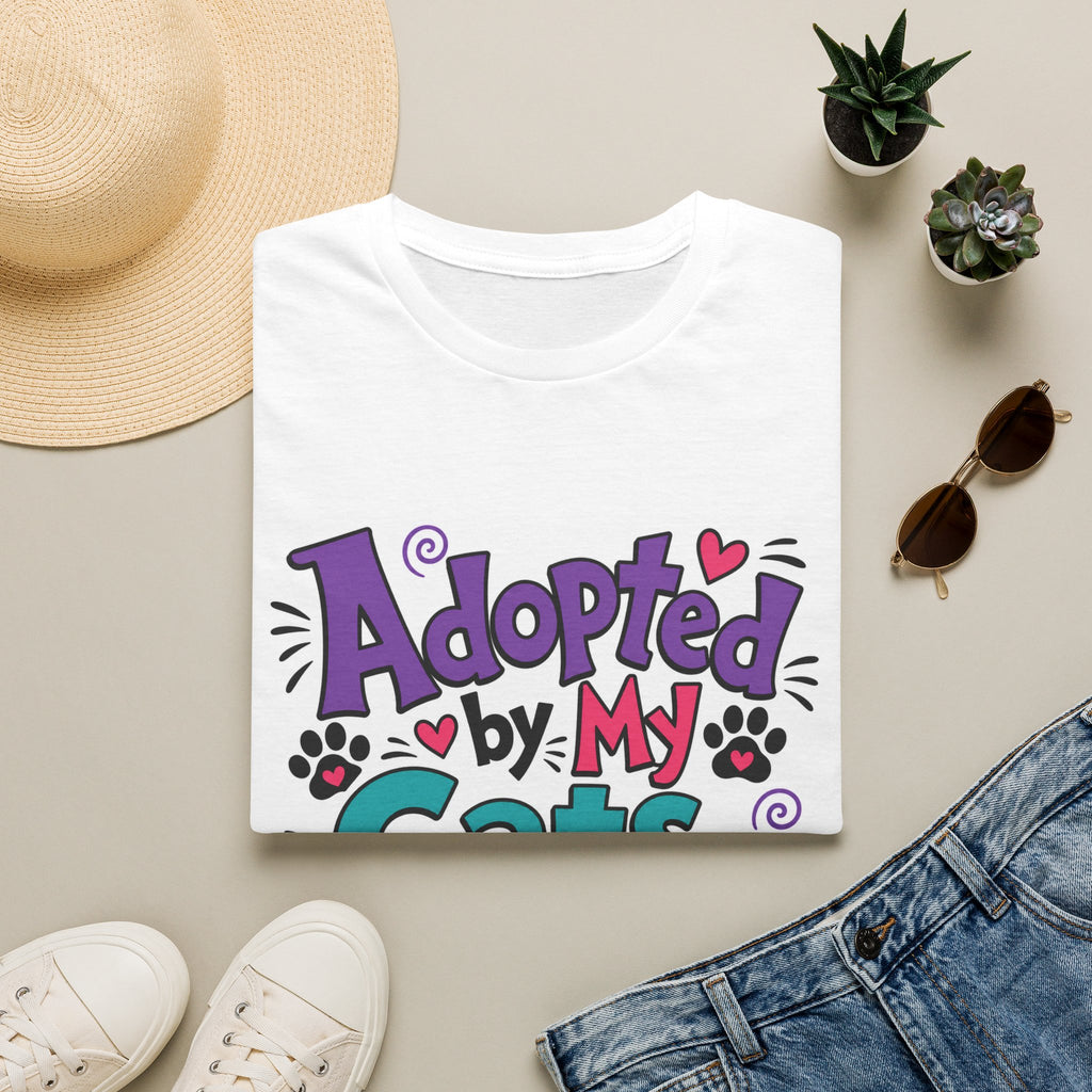 T-Shirt — "Adopted by My Cats Best Day Ever" Cute Cat Lover Tee