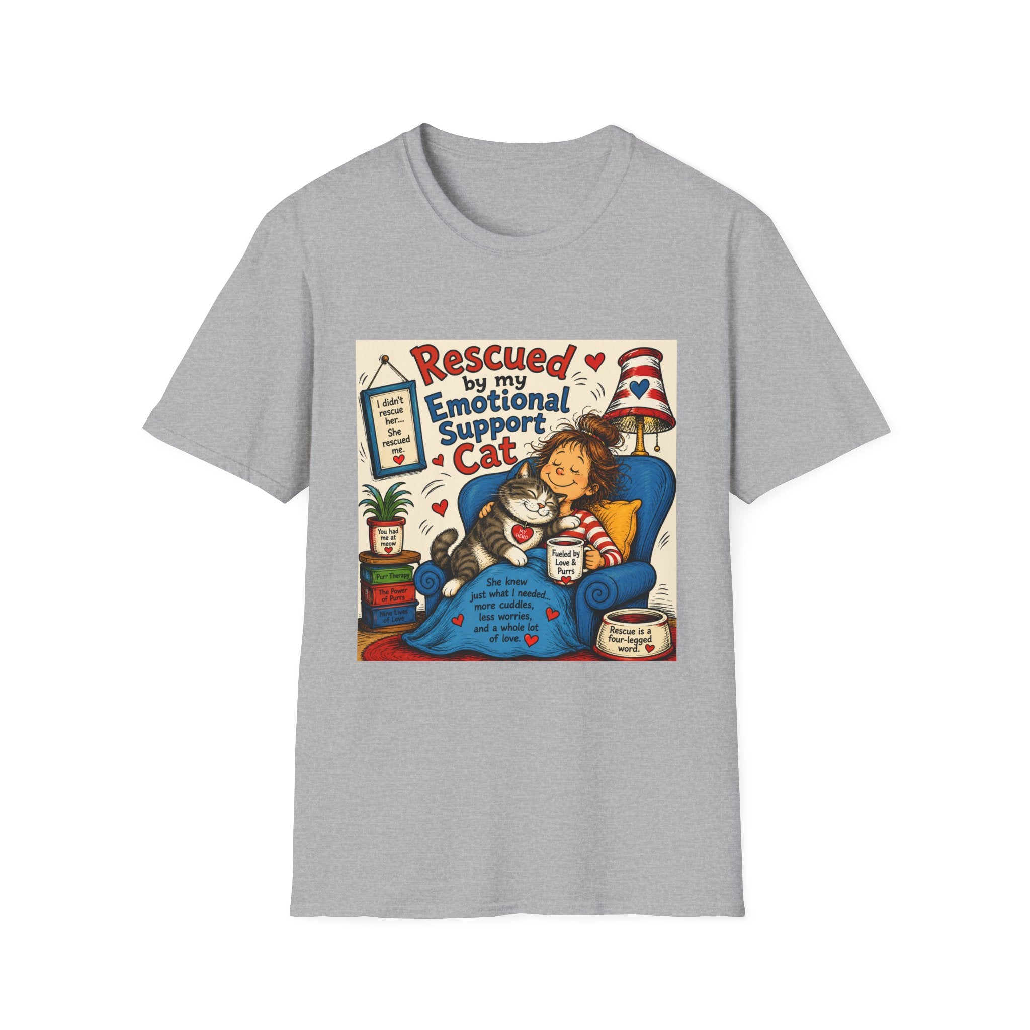 Emotional Support Cat T-Shirt — Rescued by My Emotional Support Cat Graphic Tee