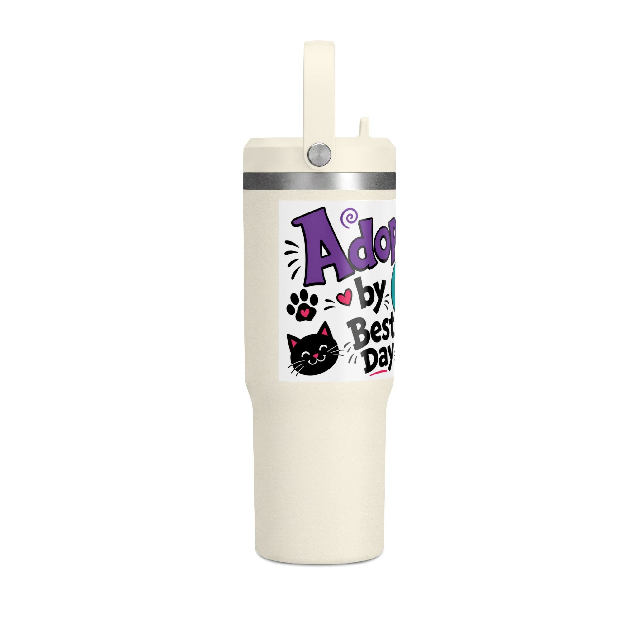 Adopted by Cats 32oz Nomad Tumbler – Funny Cat Lover Insulated Travel Cup