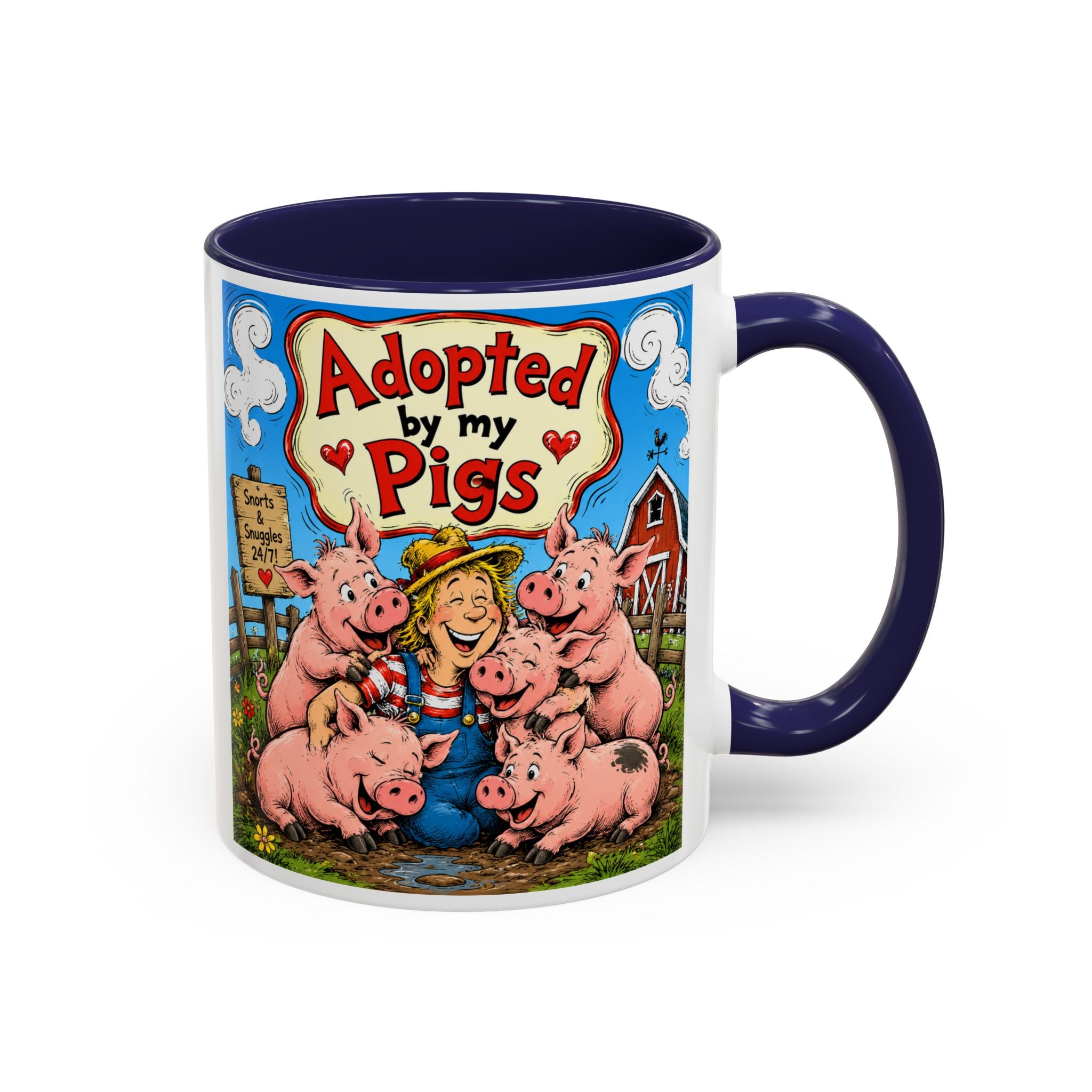 Adopted by My Pigs Coffee Mug — Cute Farmhouse Pig Lover Gift (11/15 oz)