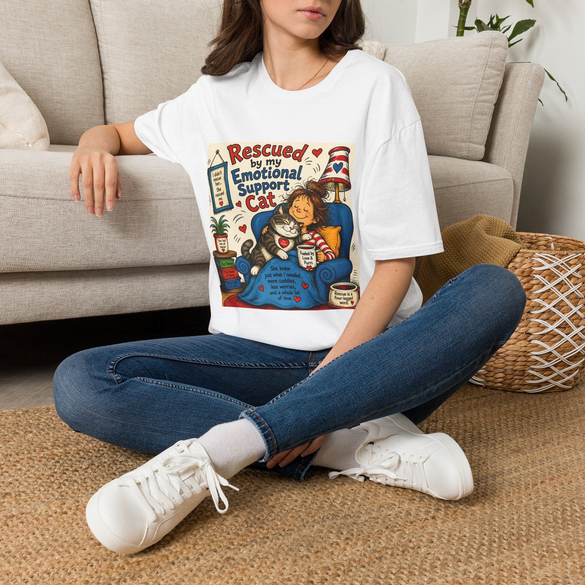 Emotional Support Cat T-Shirt — Rescued by My Emotional Support Cat Graphic Tee