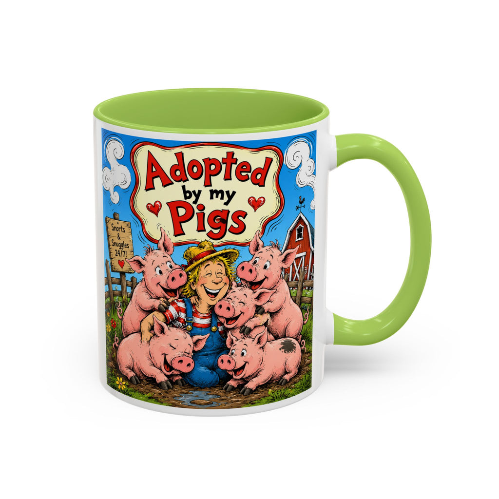 Adopted by My Pigs Coffee Mug — Cute Farmhouse Pig Lover Gift (11/15 oz)