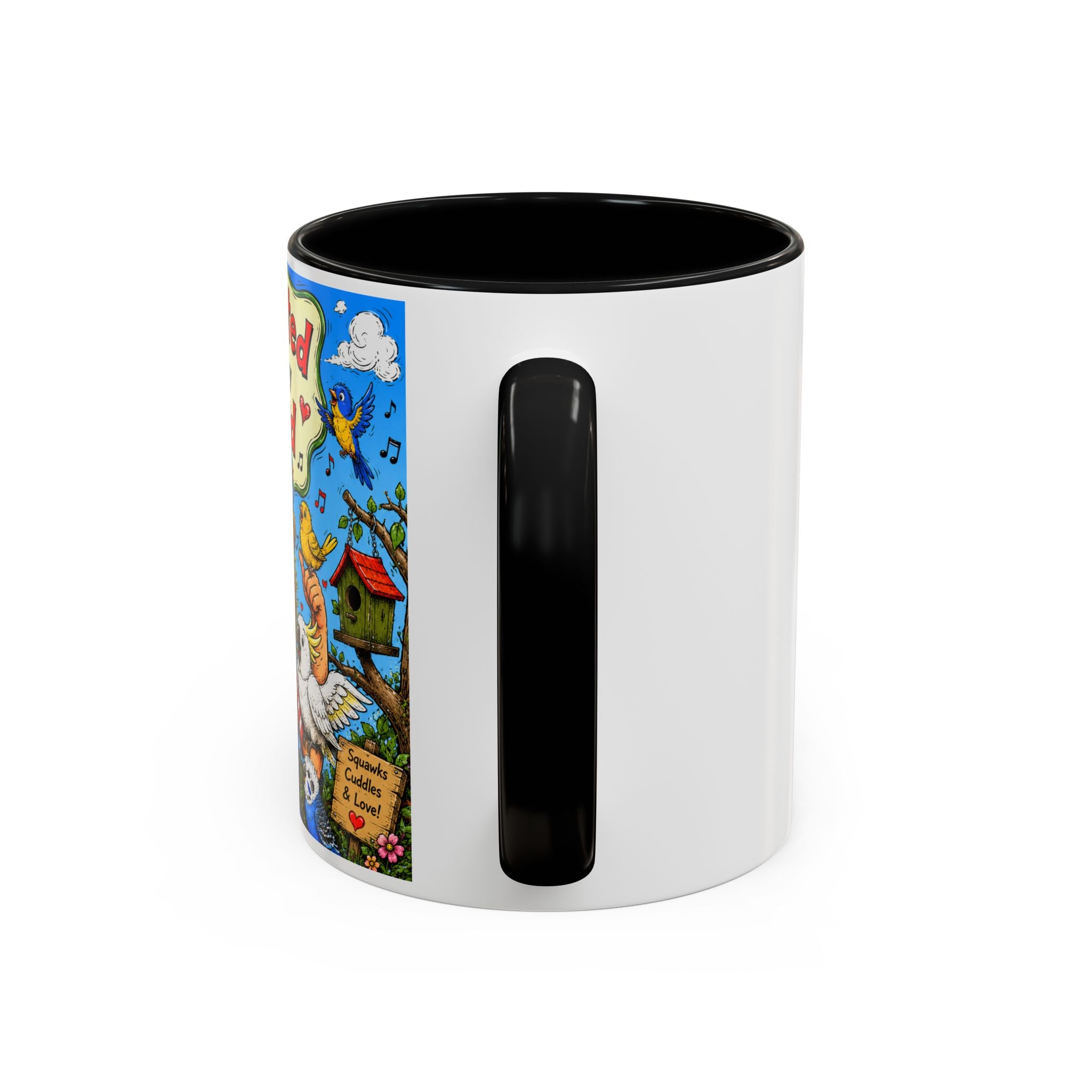 Adopted by My Bird Coffee Mug – Colorful Parrot & Bird Lover Accent Mug (11/15oz)