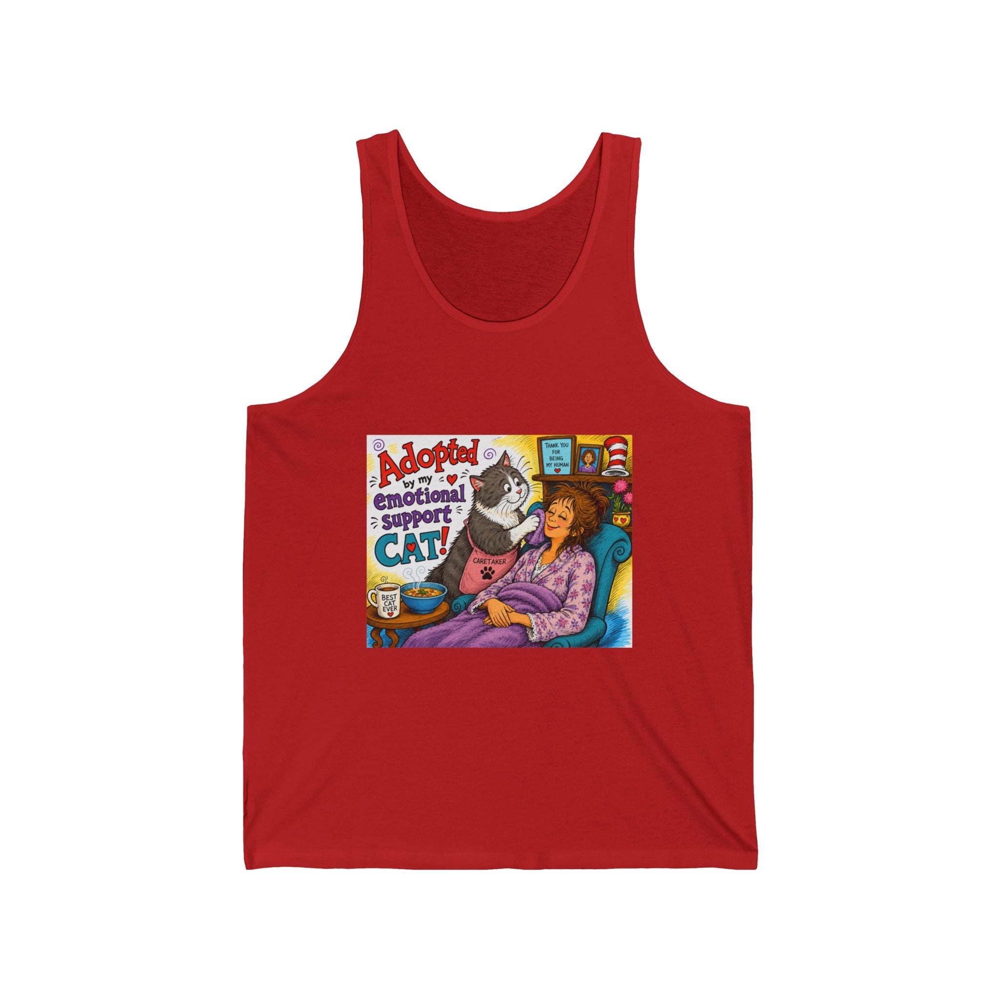 Adoptable Emotional Support Cat Tank Top — Cute Rescue Cat Graphic Tank