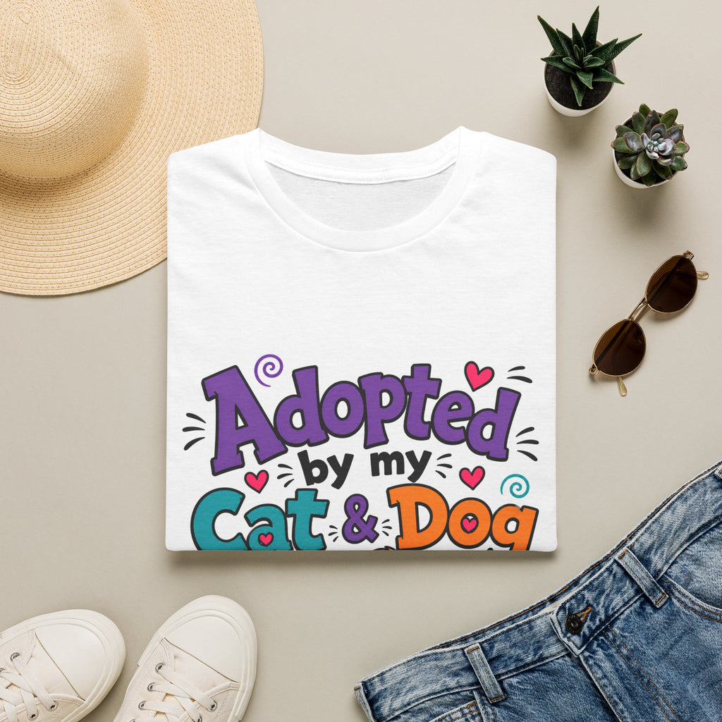 Adopted By My Cat & Dog T-Shirt — Cute Pet Rescue Tee for Animal Lovers