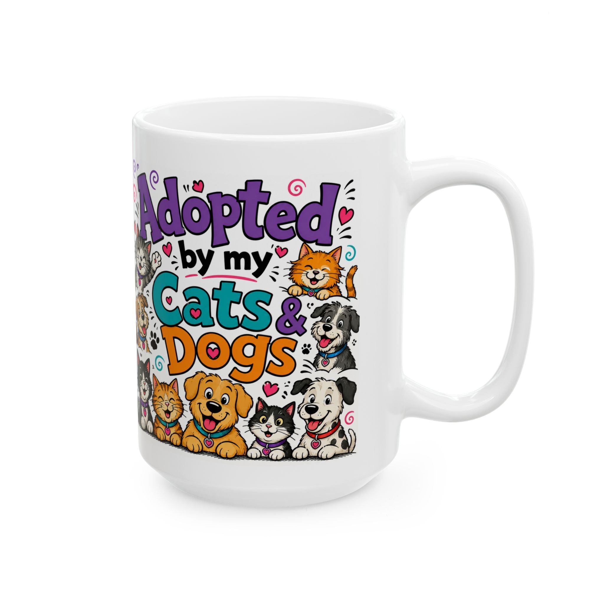 Ceramic Mug - "Adopt a Cat or Dog" Cute Rescue Pets Coffee Mug