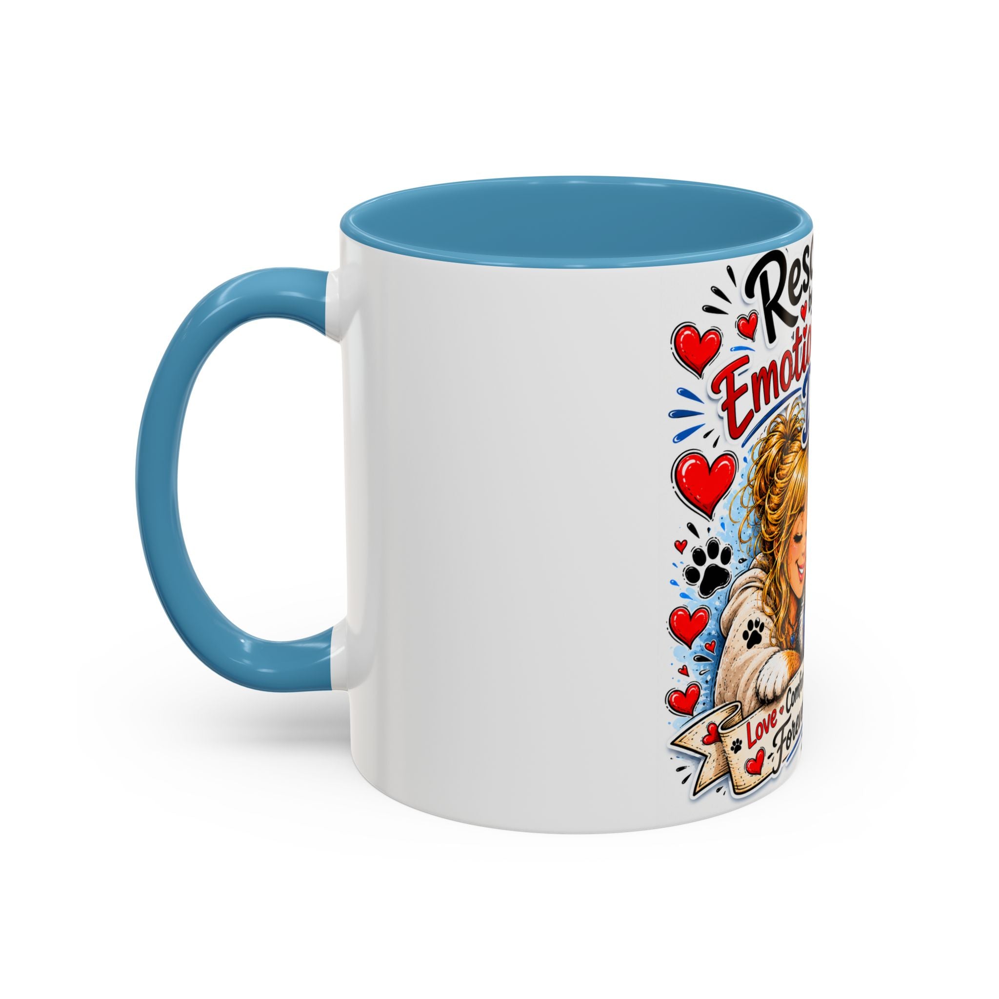 Rescued by My Emotional Support Dog Accent Coffee Mug – Appreciation Gift for Dog Lovers