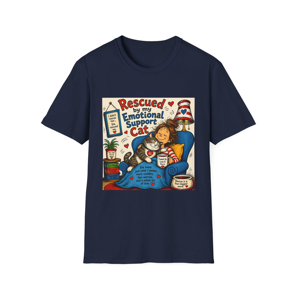 Emotional Support Cat T-Shirt — Rescued by My Emotional Support Cat Graphic Tee