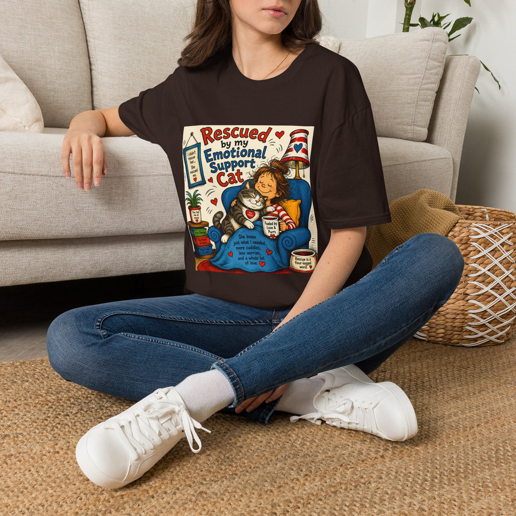 Emotional Support Cat T-Shirt — Rescued by My Emotional Support Cat Graphic Tee