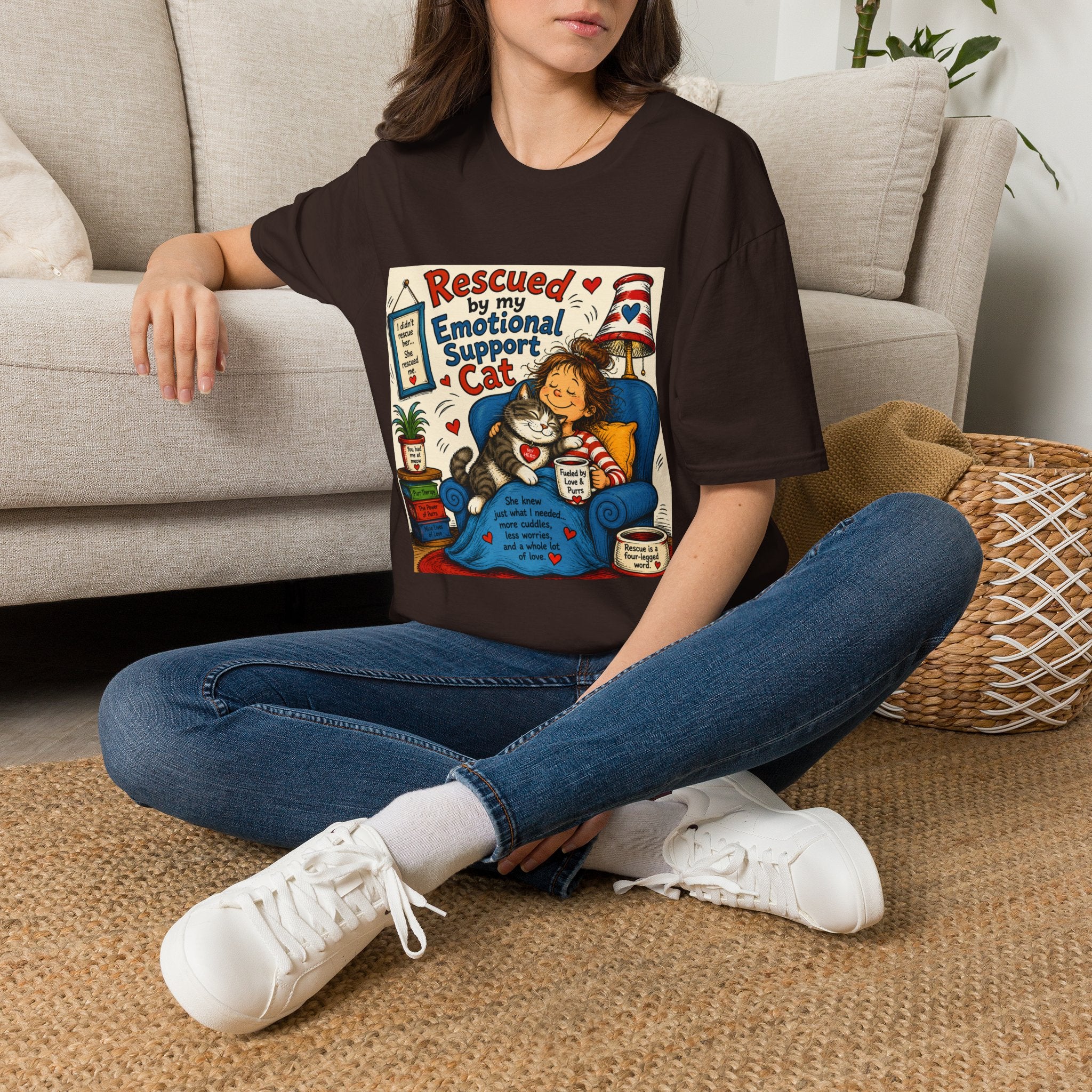 Emotional Support Cat T-Shirt — Rescued by My Emotional Support Cat Graphic Tee
