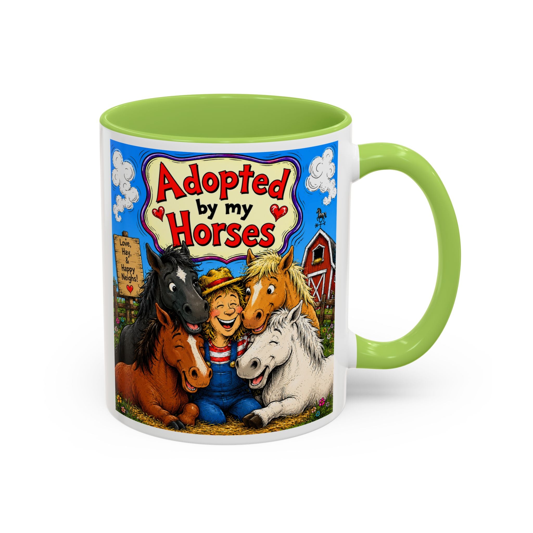 Adopted by My Horses Coffee Mug — Cute Farm Animal Gift (11/15oz)