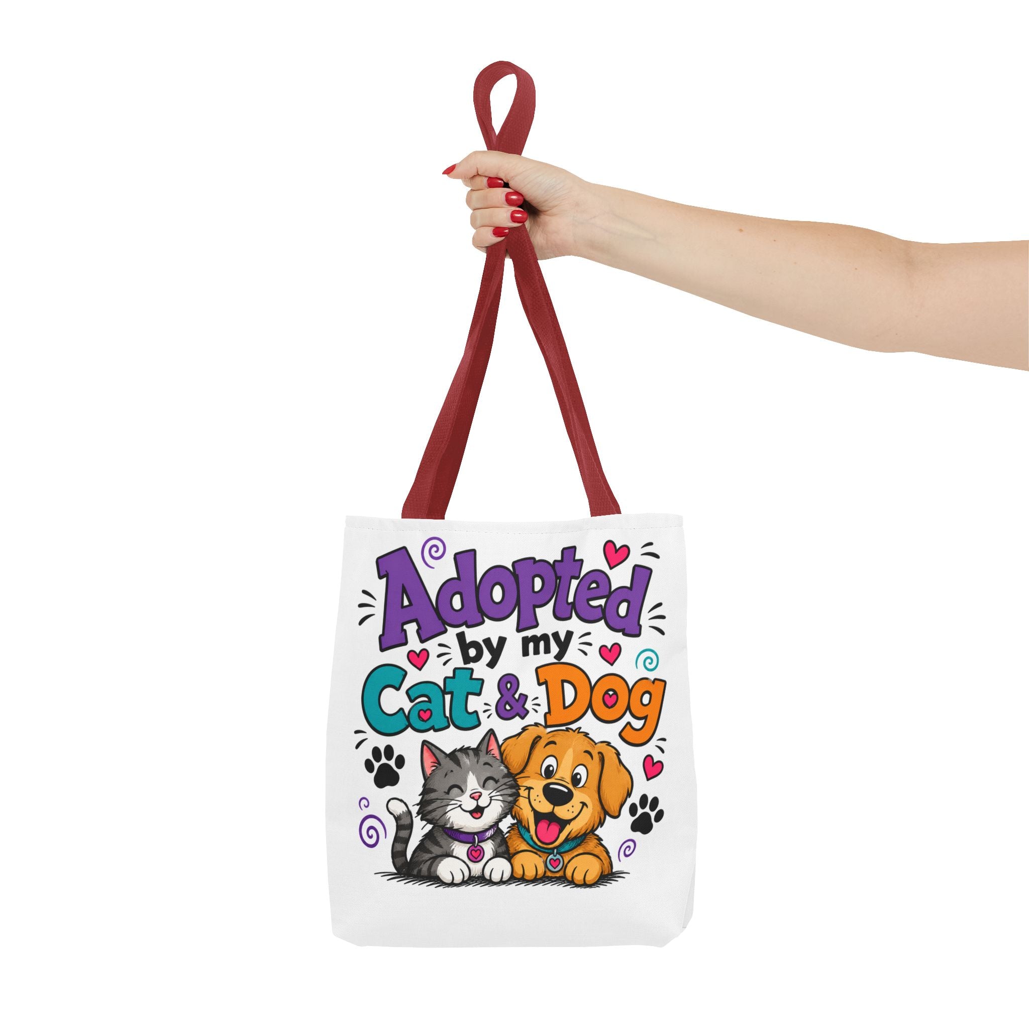Adopted by My Cat & Dog Tote Bag — Cute Pet Rescue Reusable Shopper