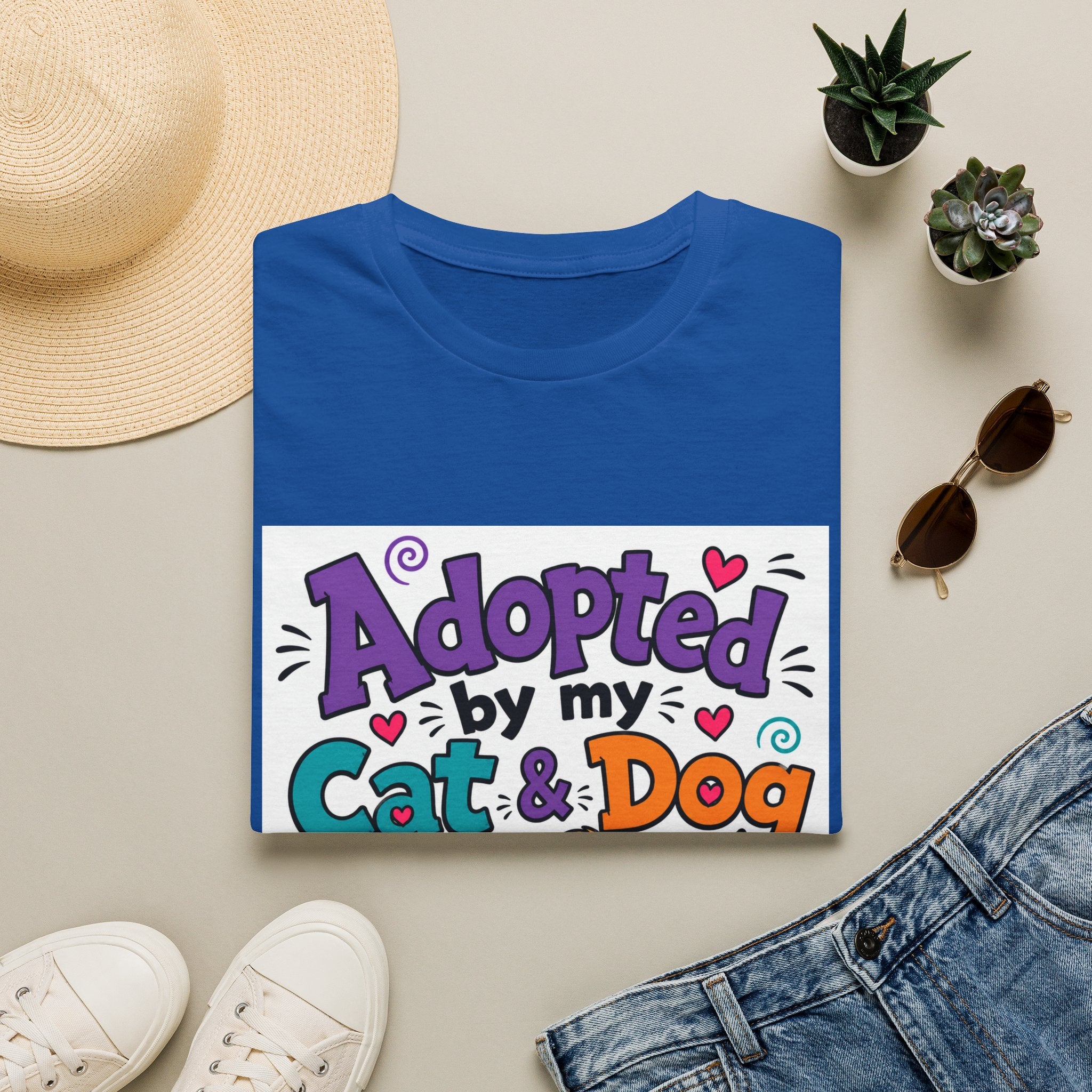 Adopted By My Cat & Dog T-Shirt — Cute Pet Rescue Tee for Animal Lovers