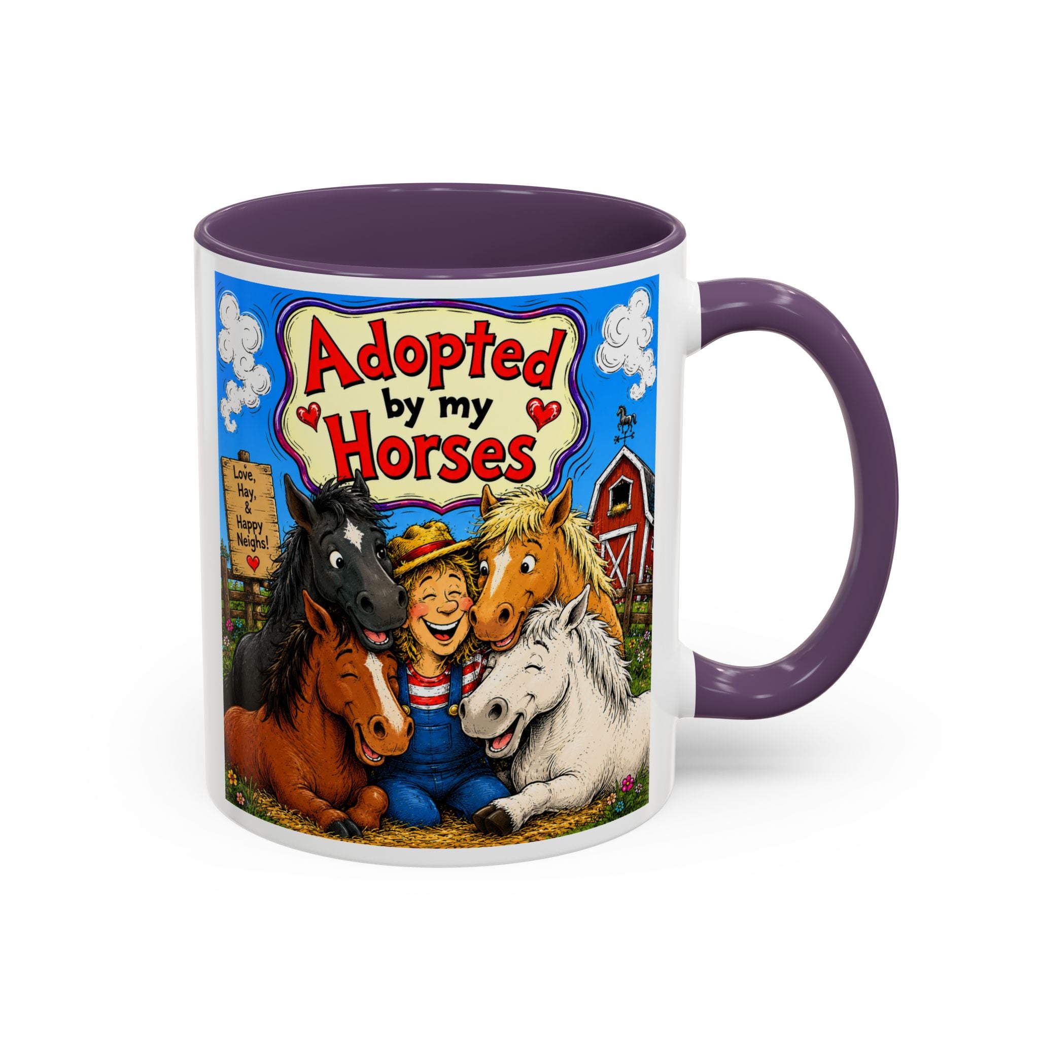 Adopted by My Horses Coffee Mug — Cute Farm Animal Gift (11/15oz)