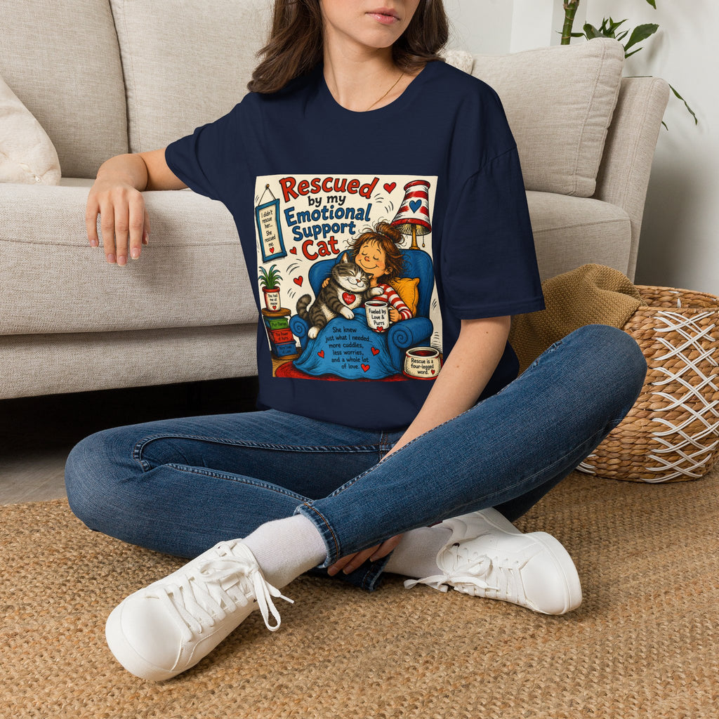 Emotional Support Cat T-Shirt — Rescued by My Emotional Support Cat Graphic Tee