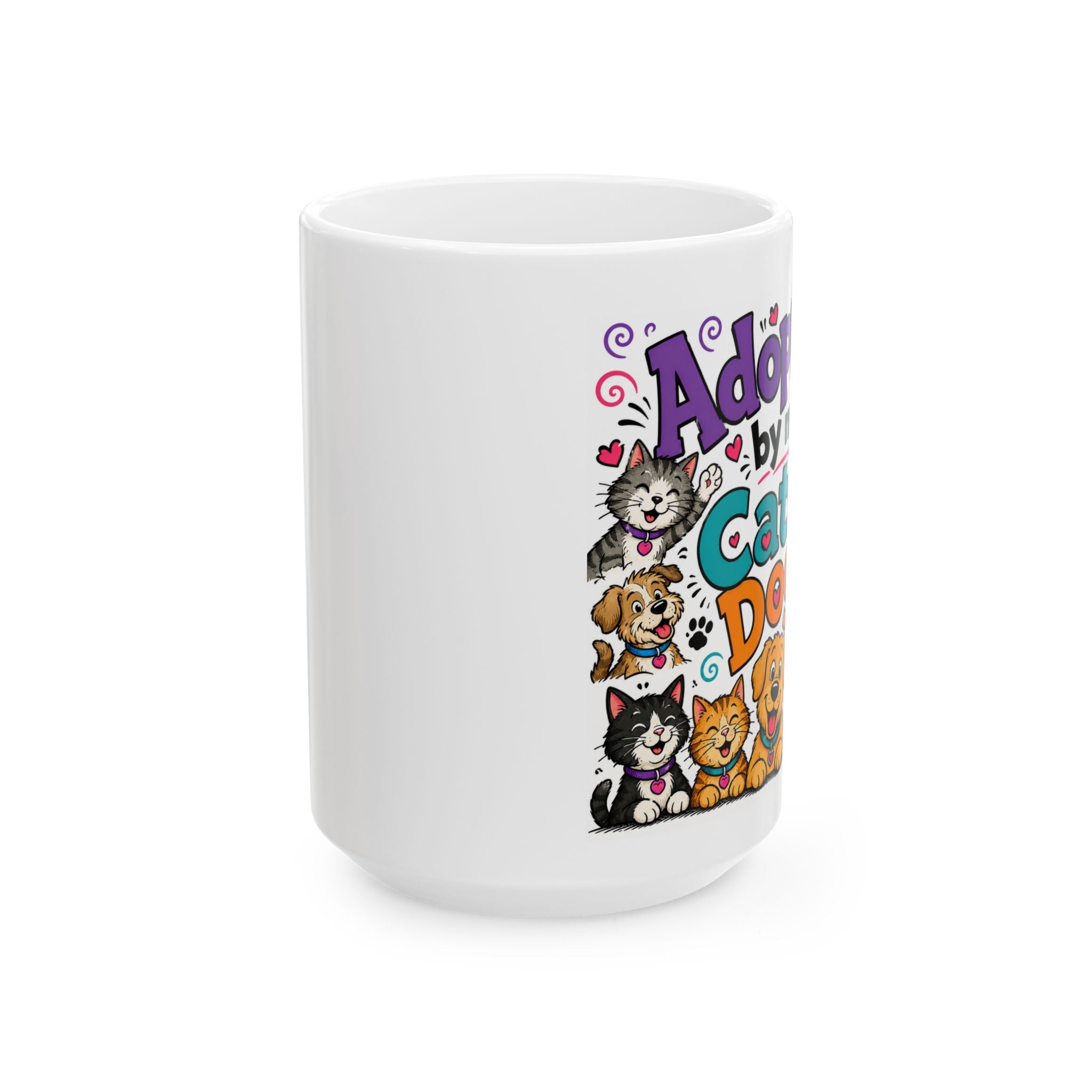 Ceramic Mug - "Adopt a Cat or Dog" Cute Rescue Pets Coffee Mug