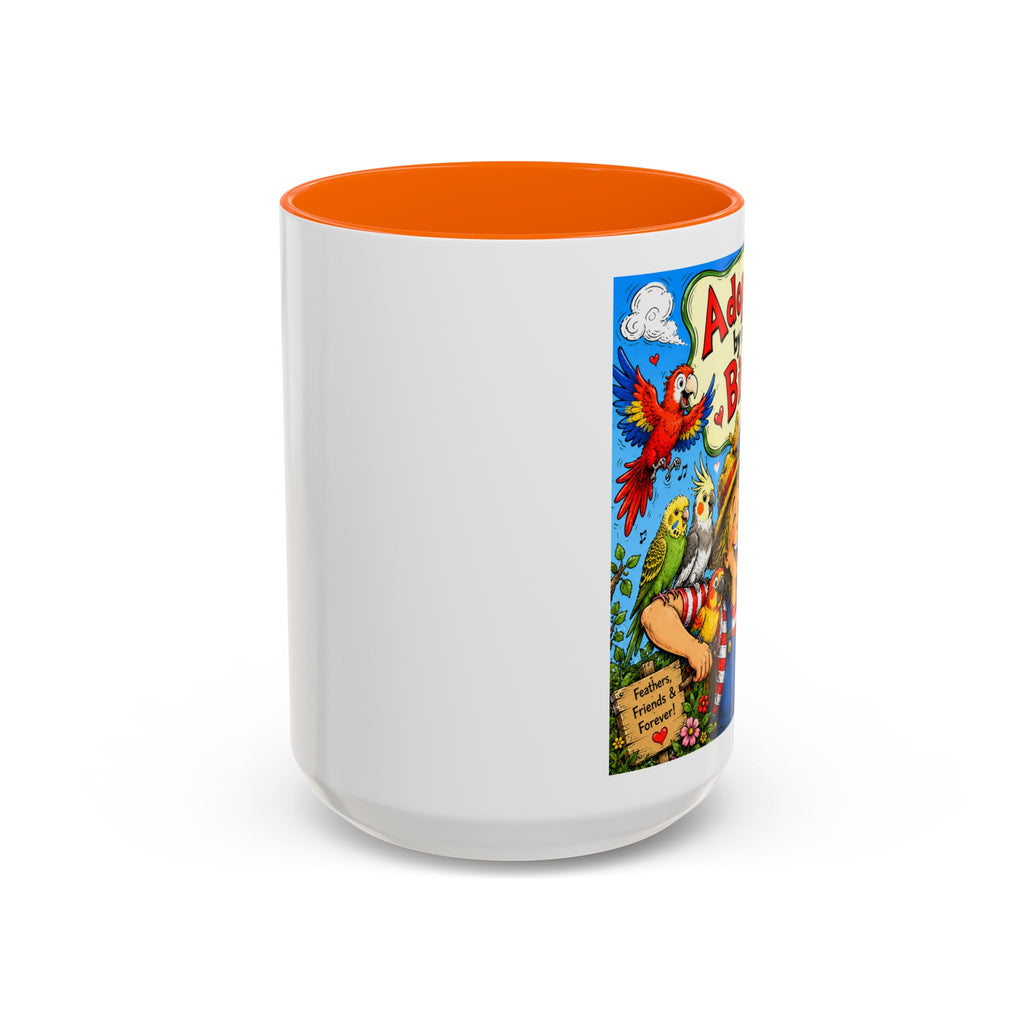 Adopted by My Bird Coffee Mug – Colorful Parrot & Bird Lover Accent Mug (11/15oz)