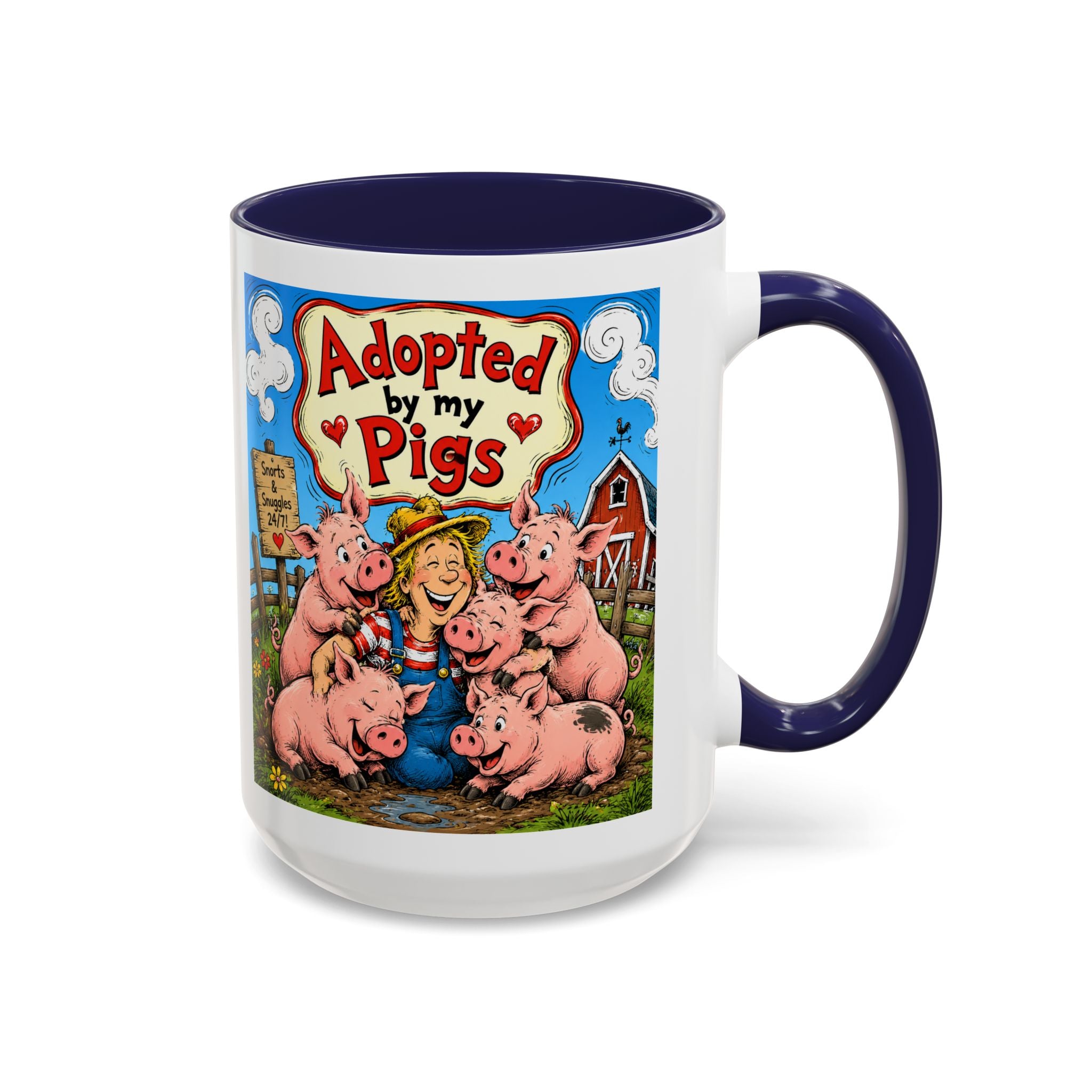 Adopted by My Pigs Coffee Mug — Cute Farmhouse Pig Lover Gift (11/15 oz)