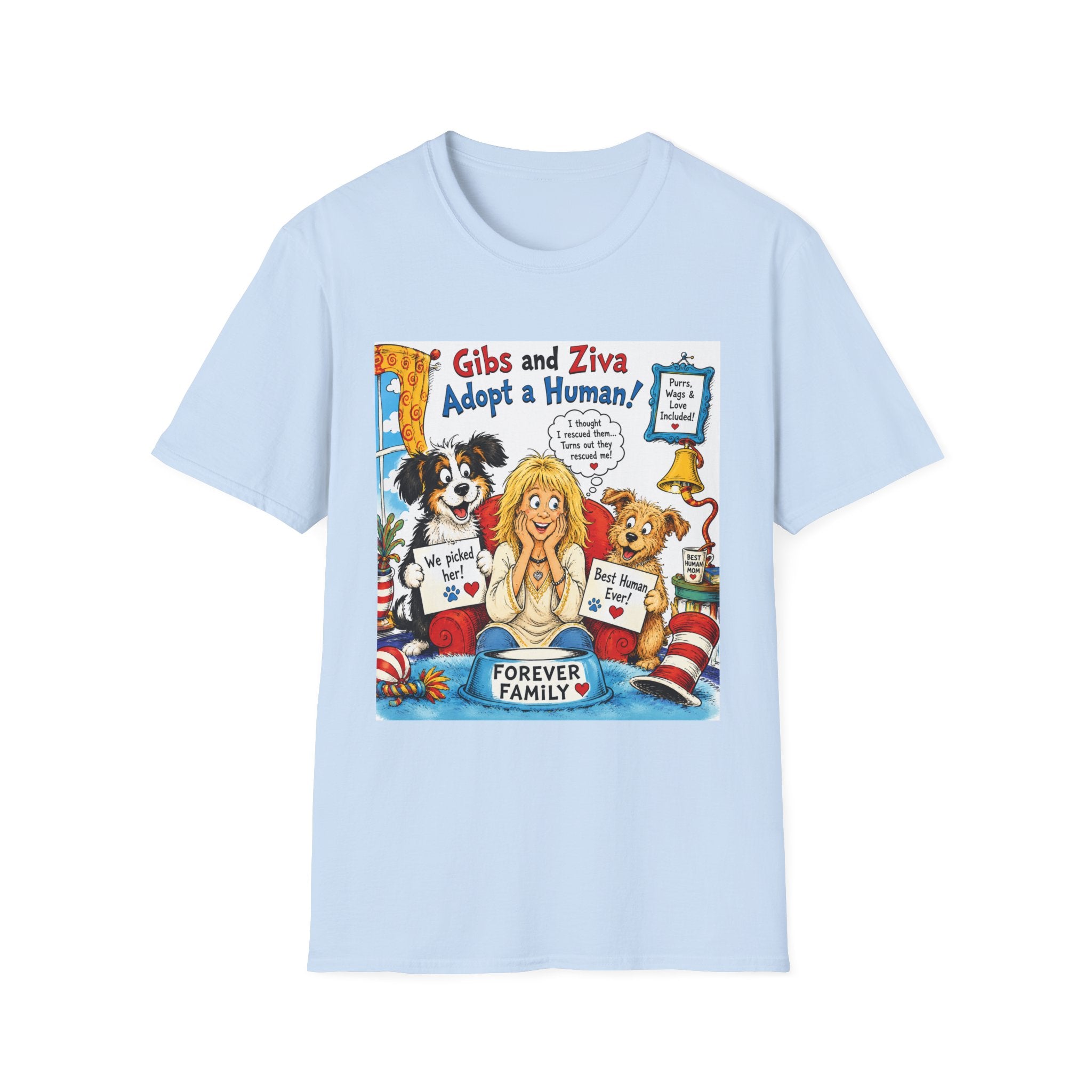 Adopt a Human Graphic T-Shirt — 'Gibs and Ziva Adopt a Human!'