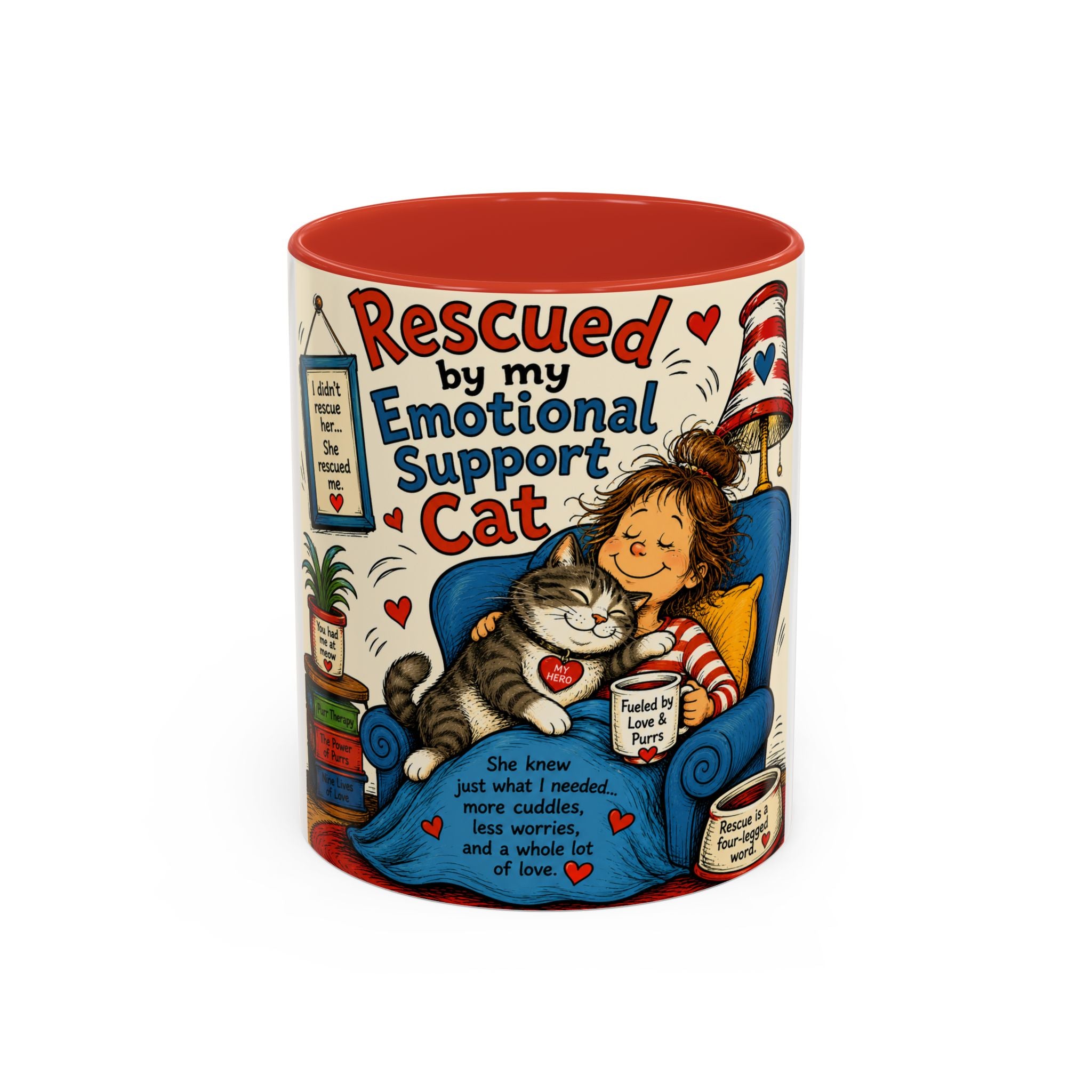 Rescued by My Emotional Support Cat Coffee Mug – 11/15oz Accent Mug