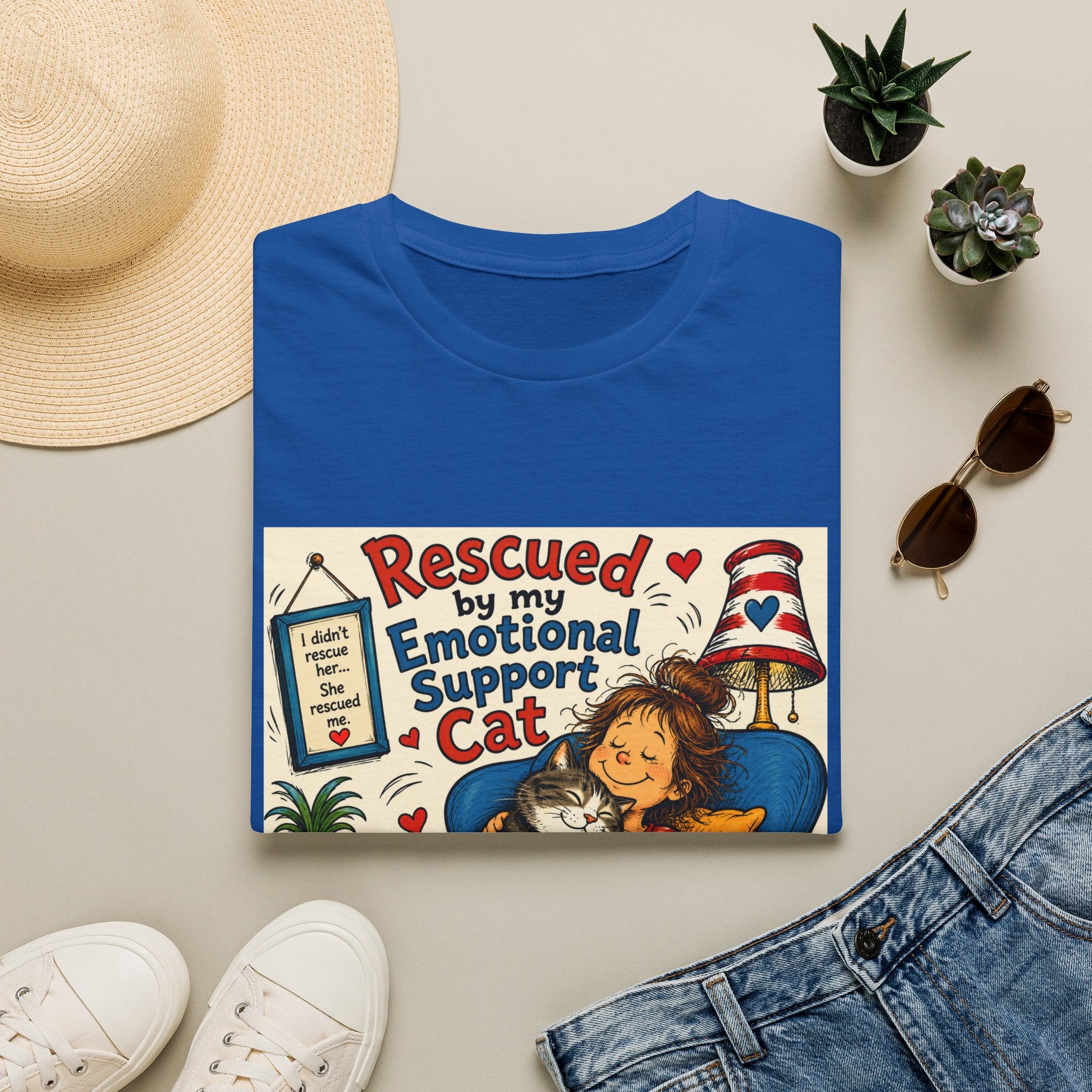 Emotional Support Cat T-Shirt — Rescued by My Emotional Support Cat Graphic Tee