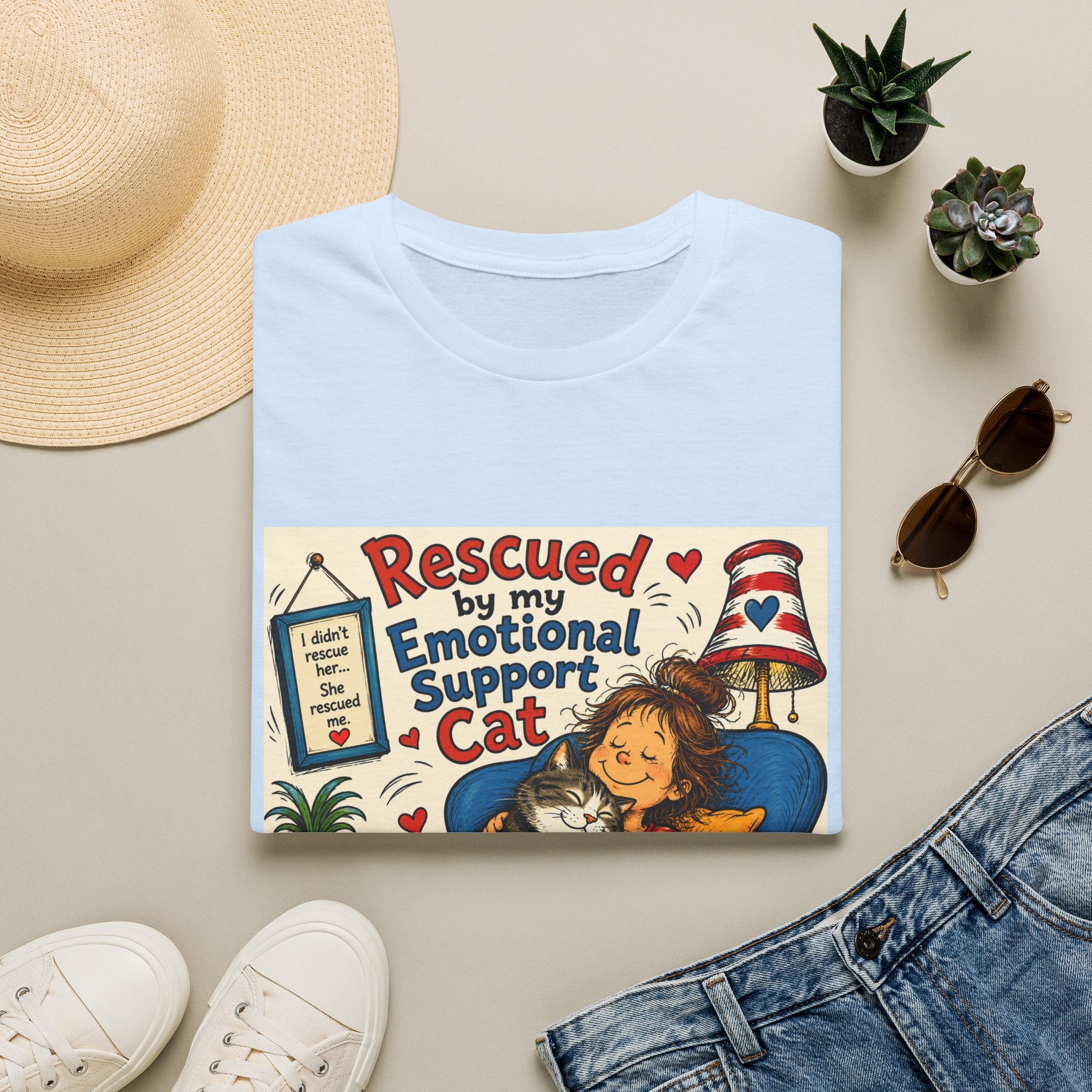 Emotional Support Cat T-Shirt — Rescued by My Emotional Support Cat Graphic Tee
