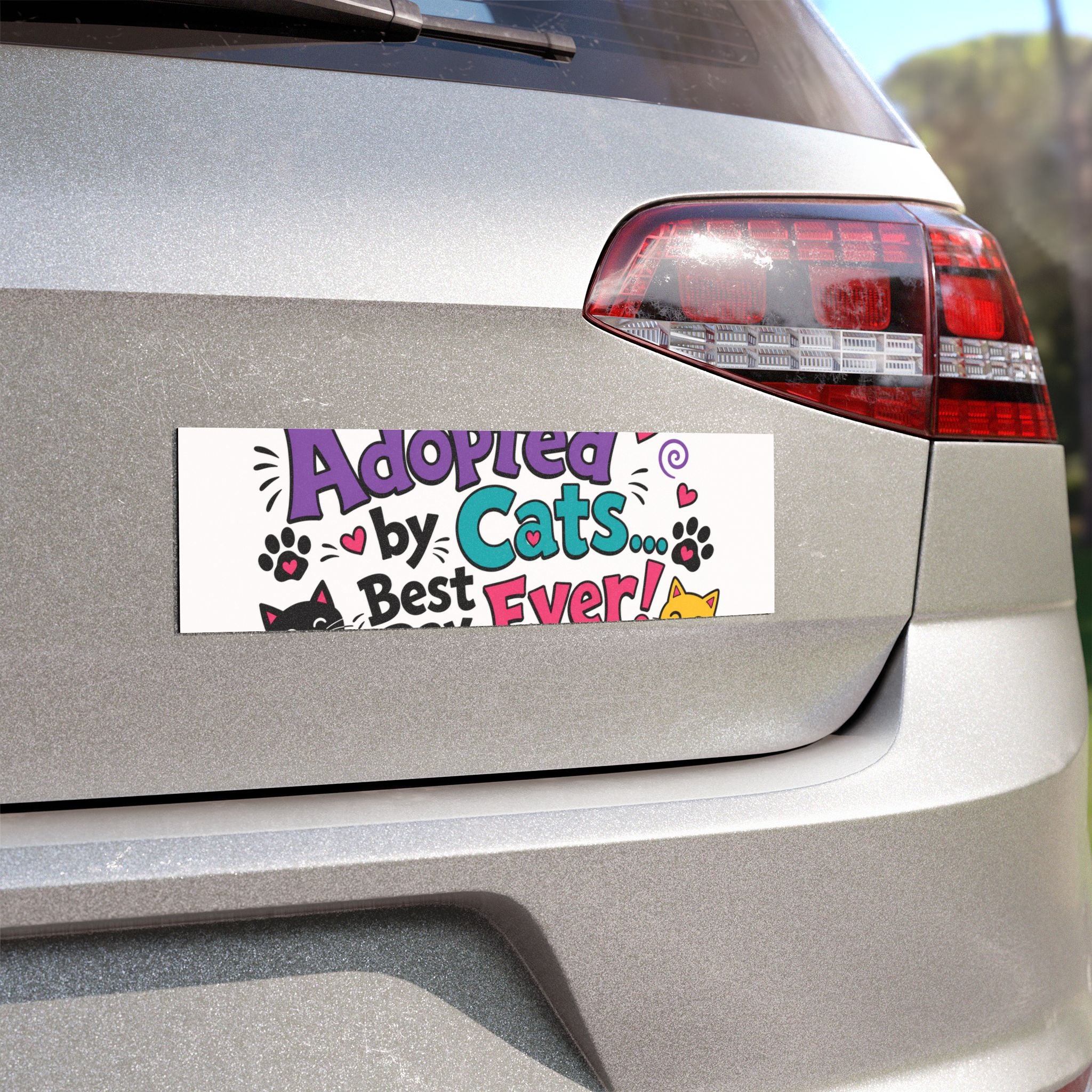 Car Magnet — "Adopted by Cats... Best Day Ever!" Cute Adoption Celebration Magnet
