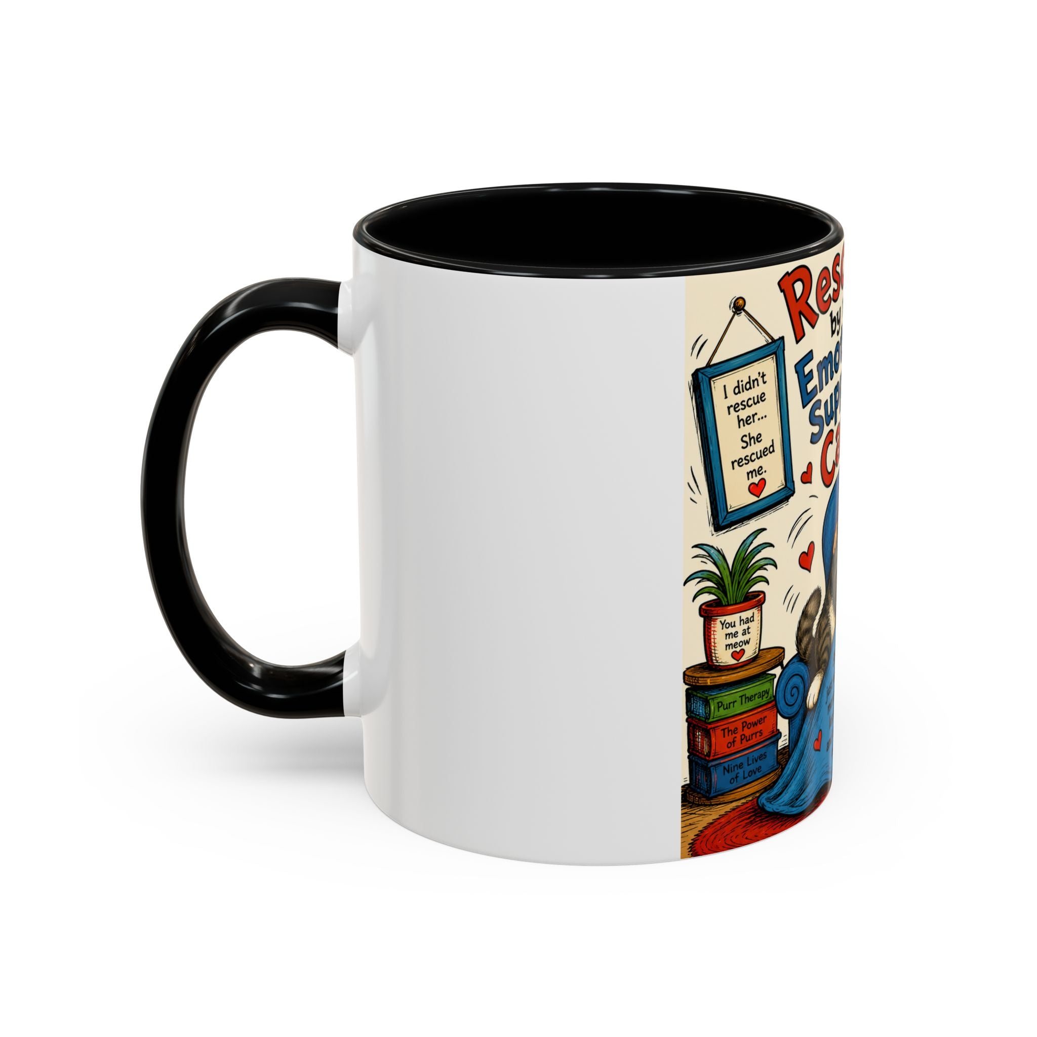 Rescued by My Emotional Support Cat Coffee Mug – 11/15oz Accent Mug