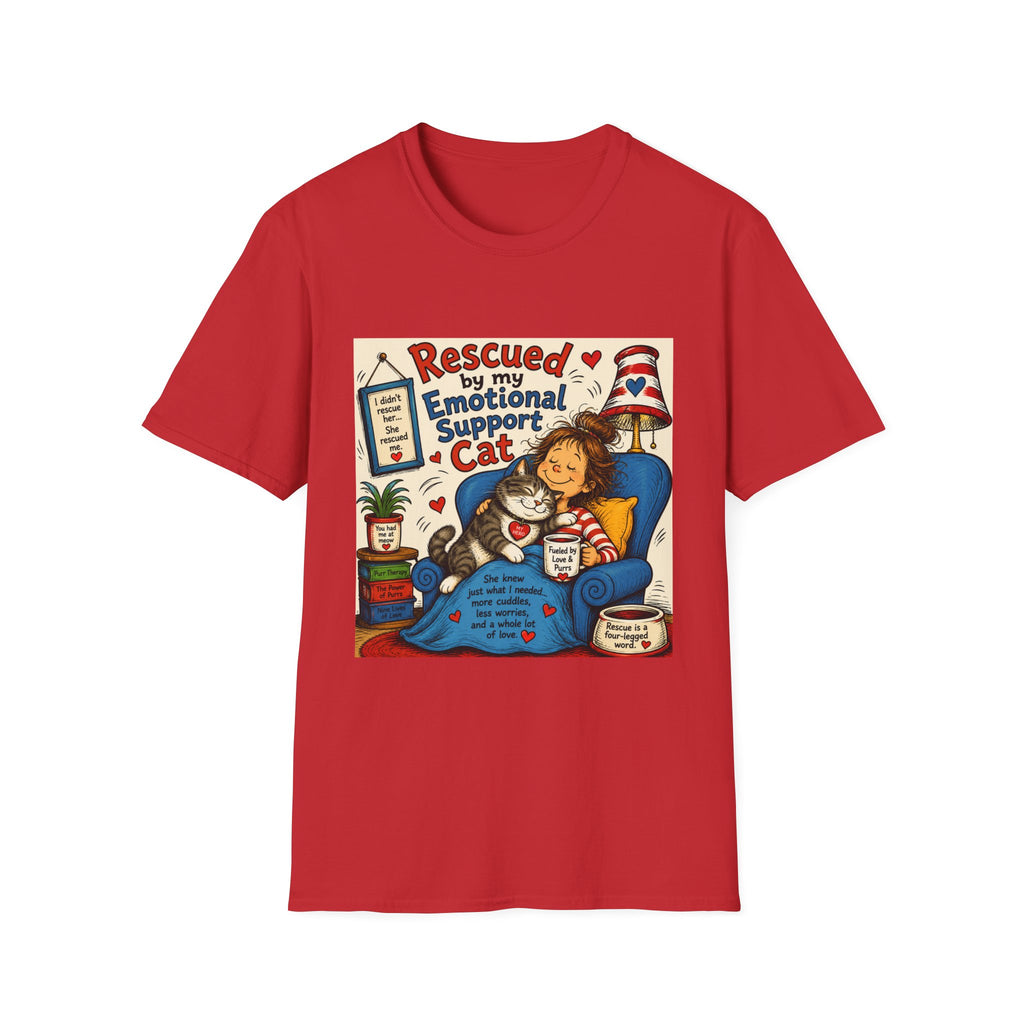 Emotional Support Cat T-Shirt — Rescued by My Emotional Support Cat Graphic Tee