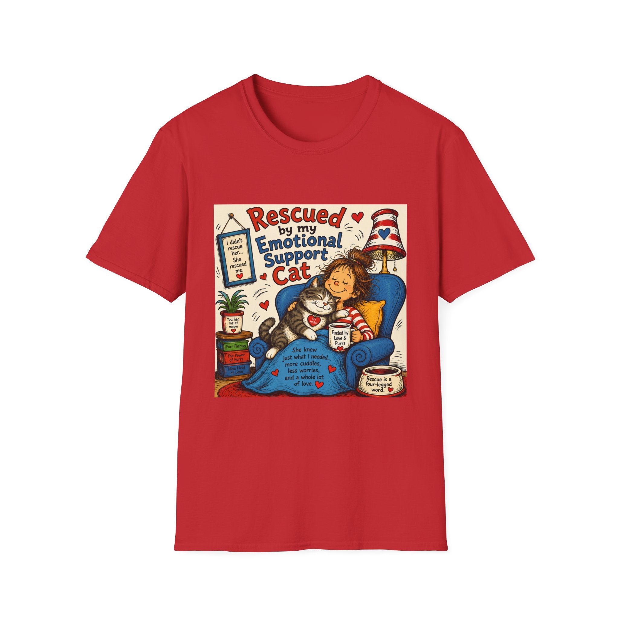 Emotional Support Cat T-Shirt — Rescued by My Emotional Support Cat Graphic Tee