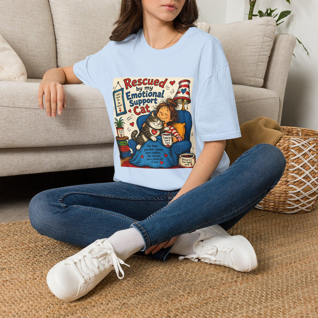 Emotional Support Cat T-Shirt — Rescued by My Emotional Support Cat Graphic Tee
