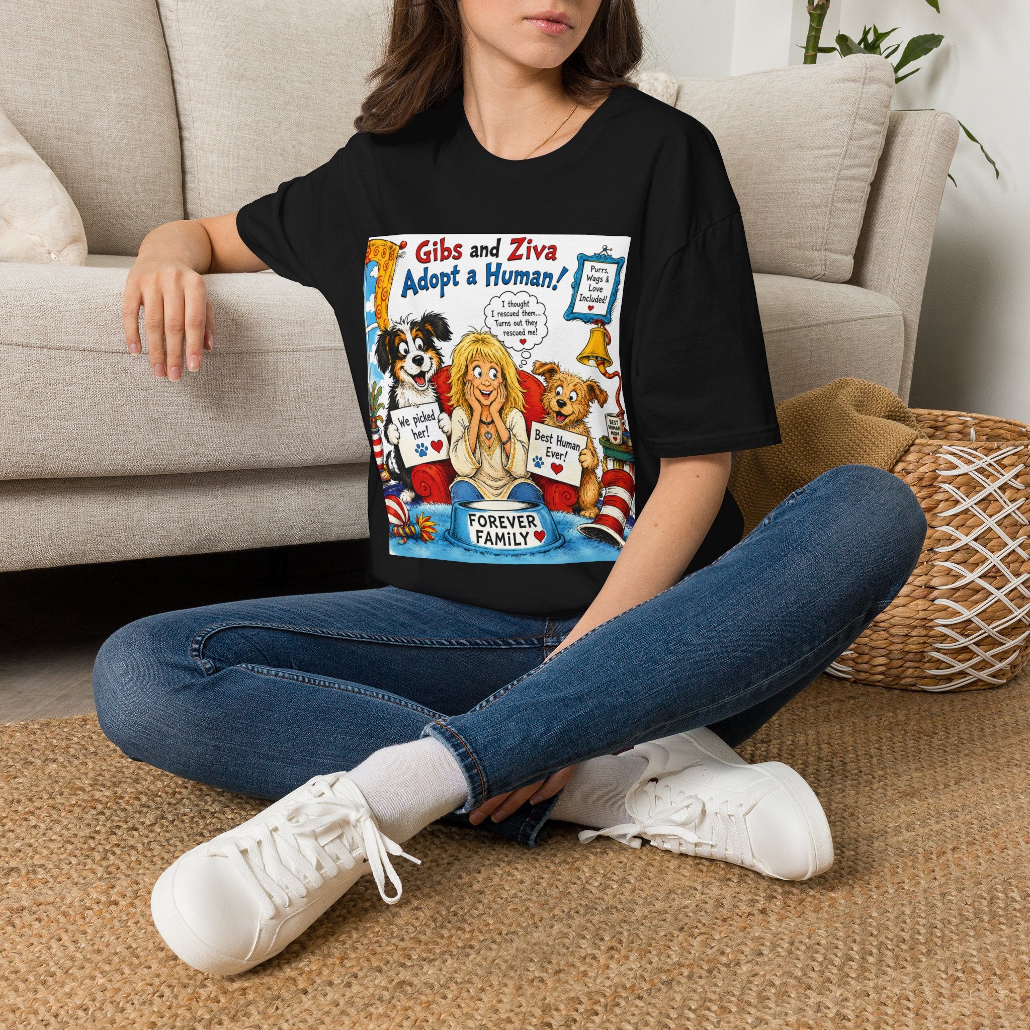 Adopt a Human Graphic T-Shirt — 'Gibs and Ziva Adopt a Human!'