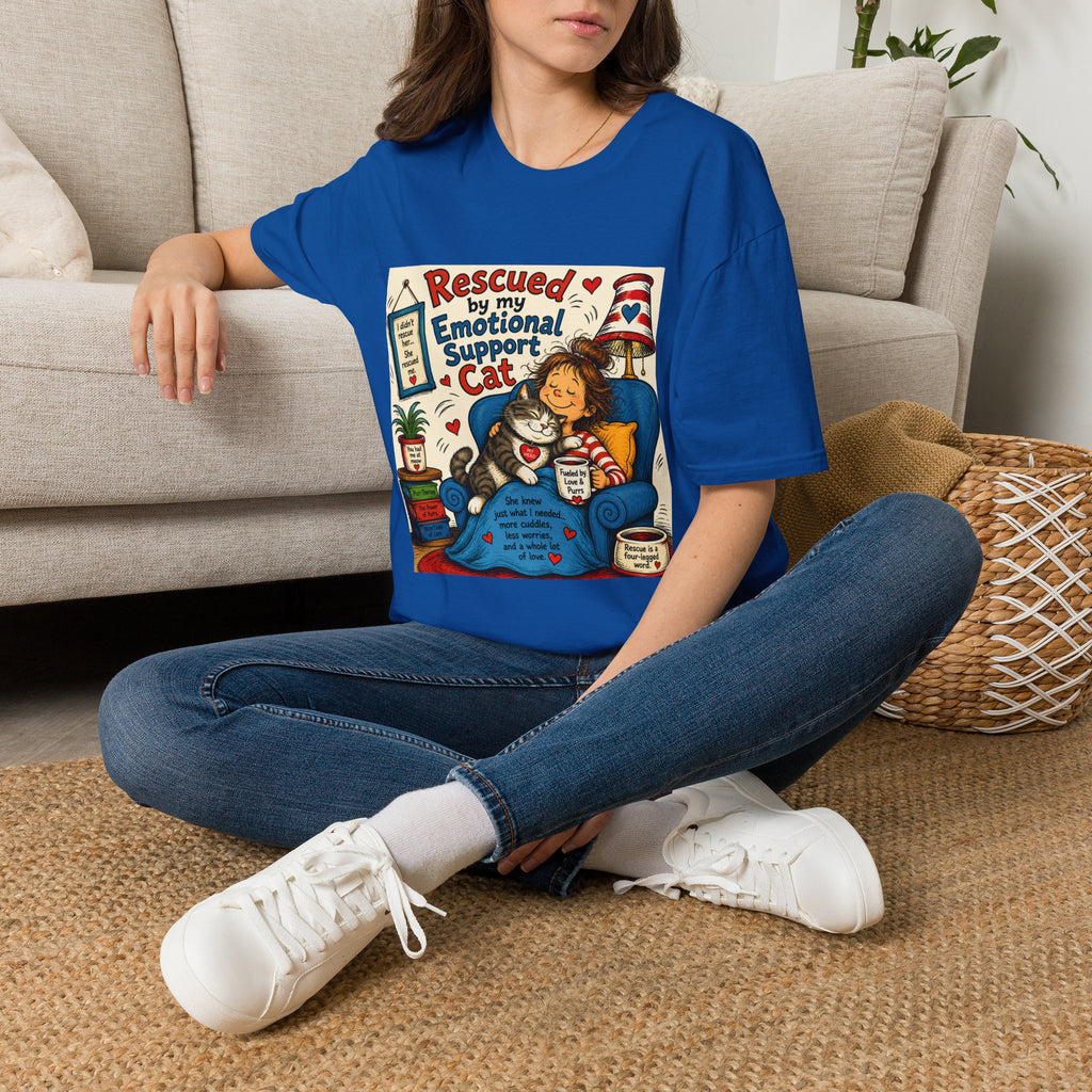 Emotional Support Cat T-Shirt — Rescued by My Emotional Support Cat Graphic Tee