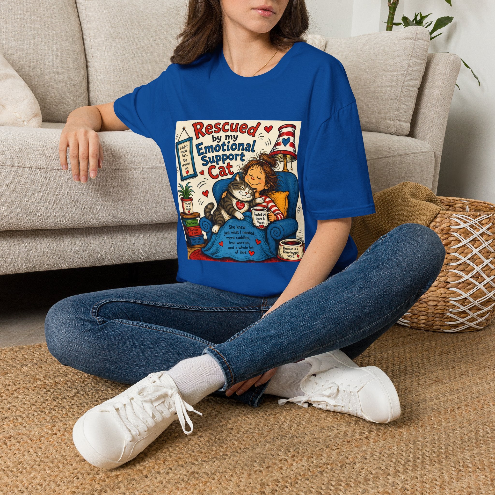 Emotional Support Cat T-Shirt — Rescued by My Emotional Support Cat Graphic Tee