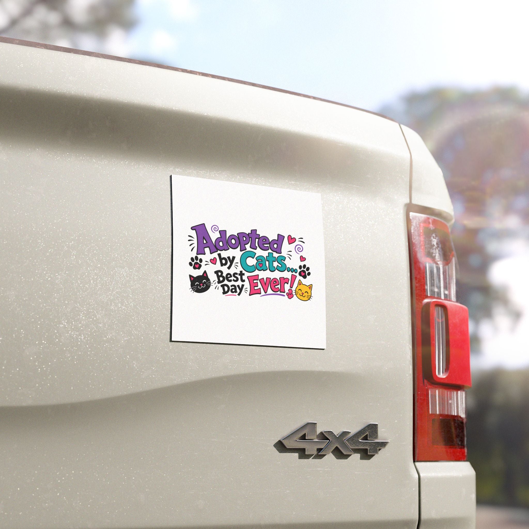 Car Magnet — "Adopted by Cats... Best Day Ever!" Cute Adoption Celebration Magnet
