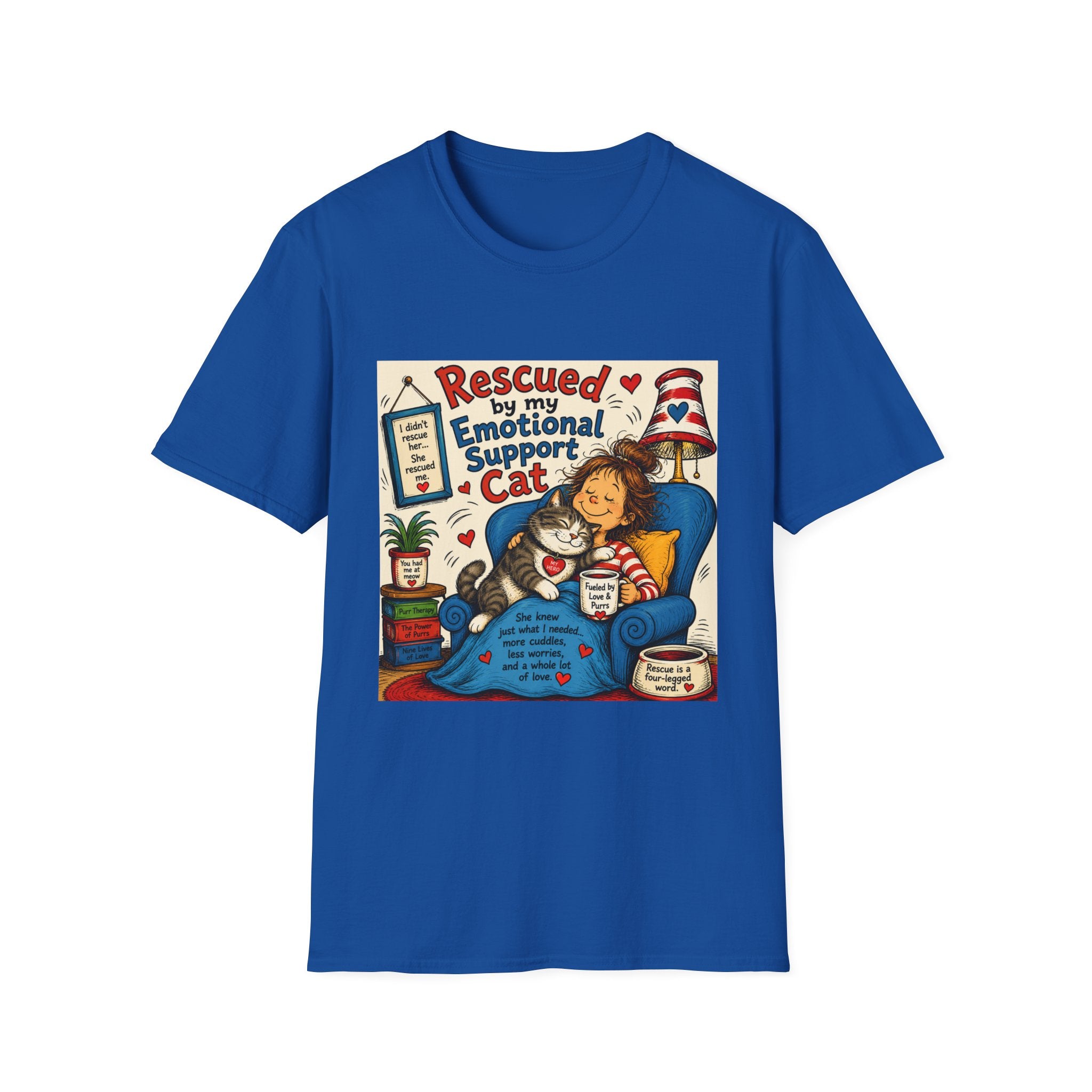 Emotional Support Cat T-Shirt — Rescued by My Emotional Support Cat Graphic Tee