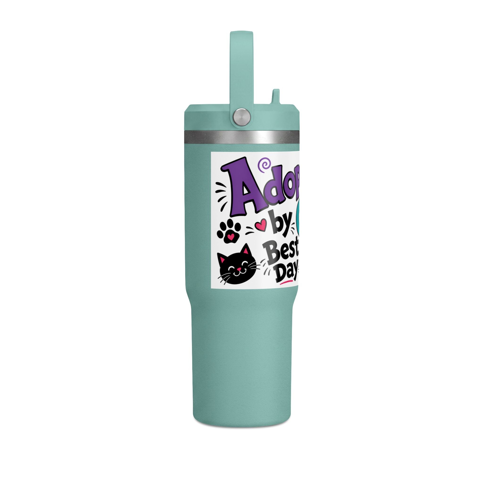 Adopted by Cats 32oz Nomad Tumbler – Funny Cat Lover Insulated Travel Cup