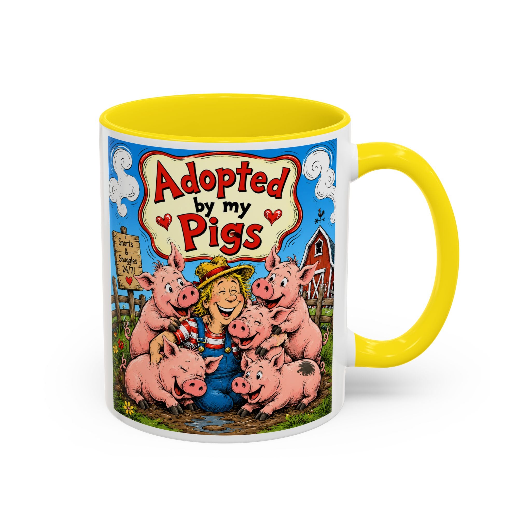 Adopted by My Pigs Coffee Mug — Cute Farmhouse Pig Lover Gift (11/15 oz)