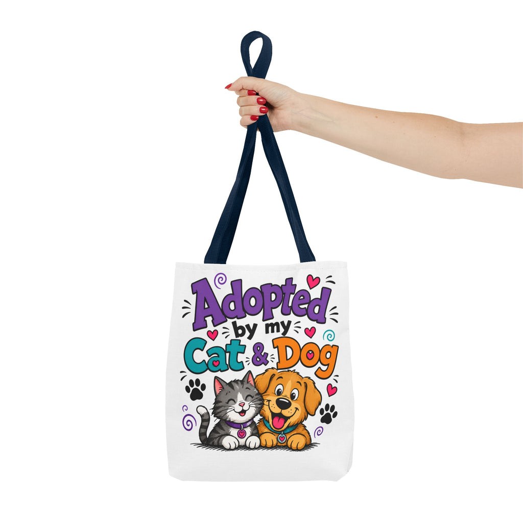 Adopted by My Cat & Dog Tote Bag — Cute Pet Rescue Reusable Shopper