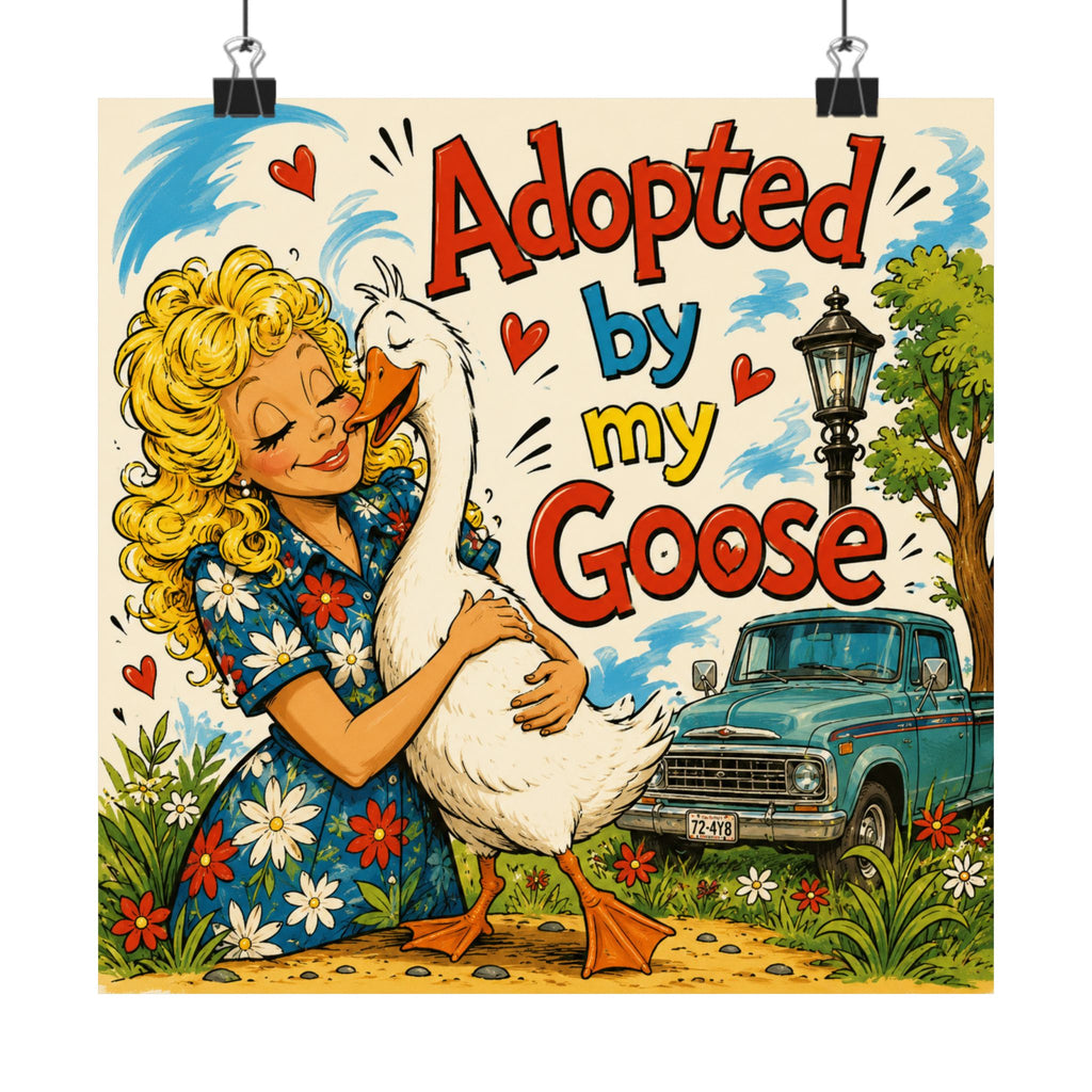 Adopted By My Goose Matte Poster — Vintage Farmhouse Animal Art