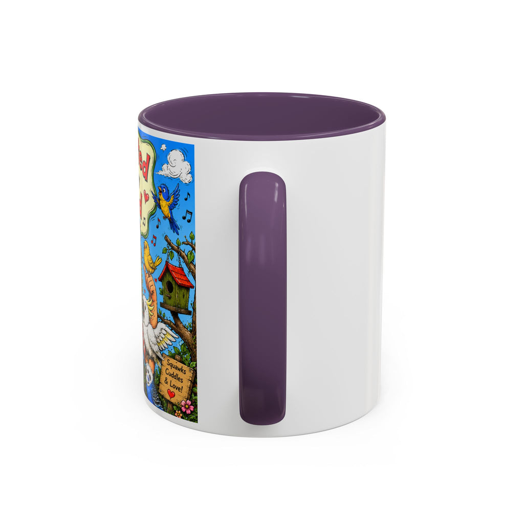 Adopted by My Bird Coffee Mug – Colorful Parrot & Bird Lover Accent Mug (11/15oz)