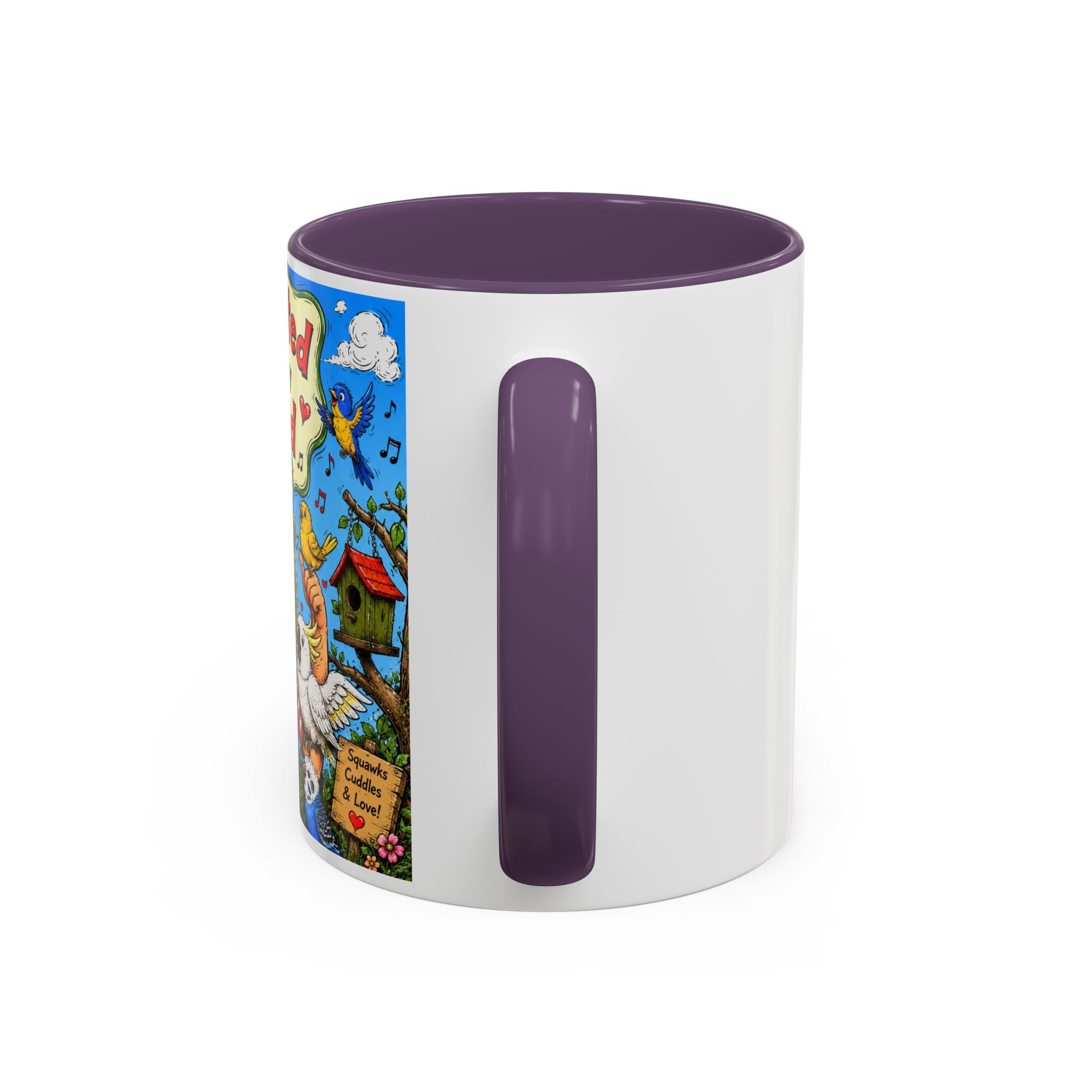 Adopted by My Bird Coffee Mug – Colorful Parrot & Bird Lover Accent Mug (11/15oz)