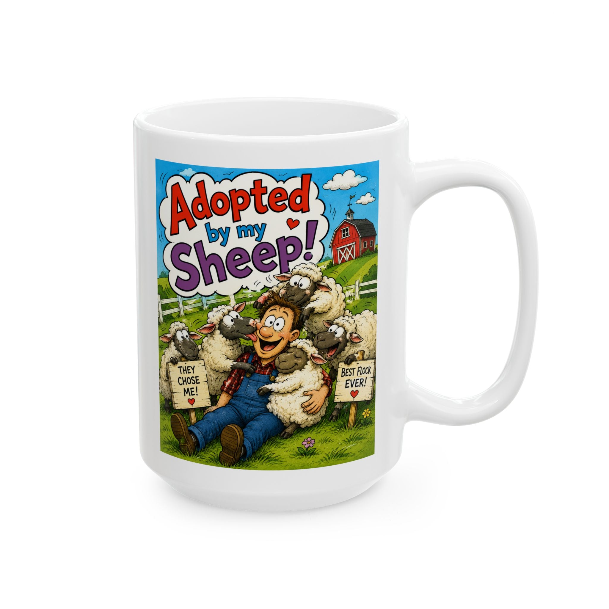 Farm Life Ceramic Mug — 'Aww Shucks' Cute Sheep Farm Coffee Cup (11oz, 15oz)
