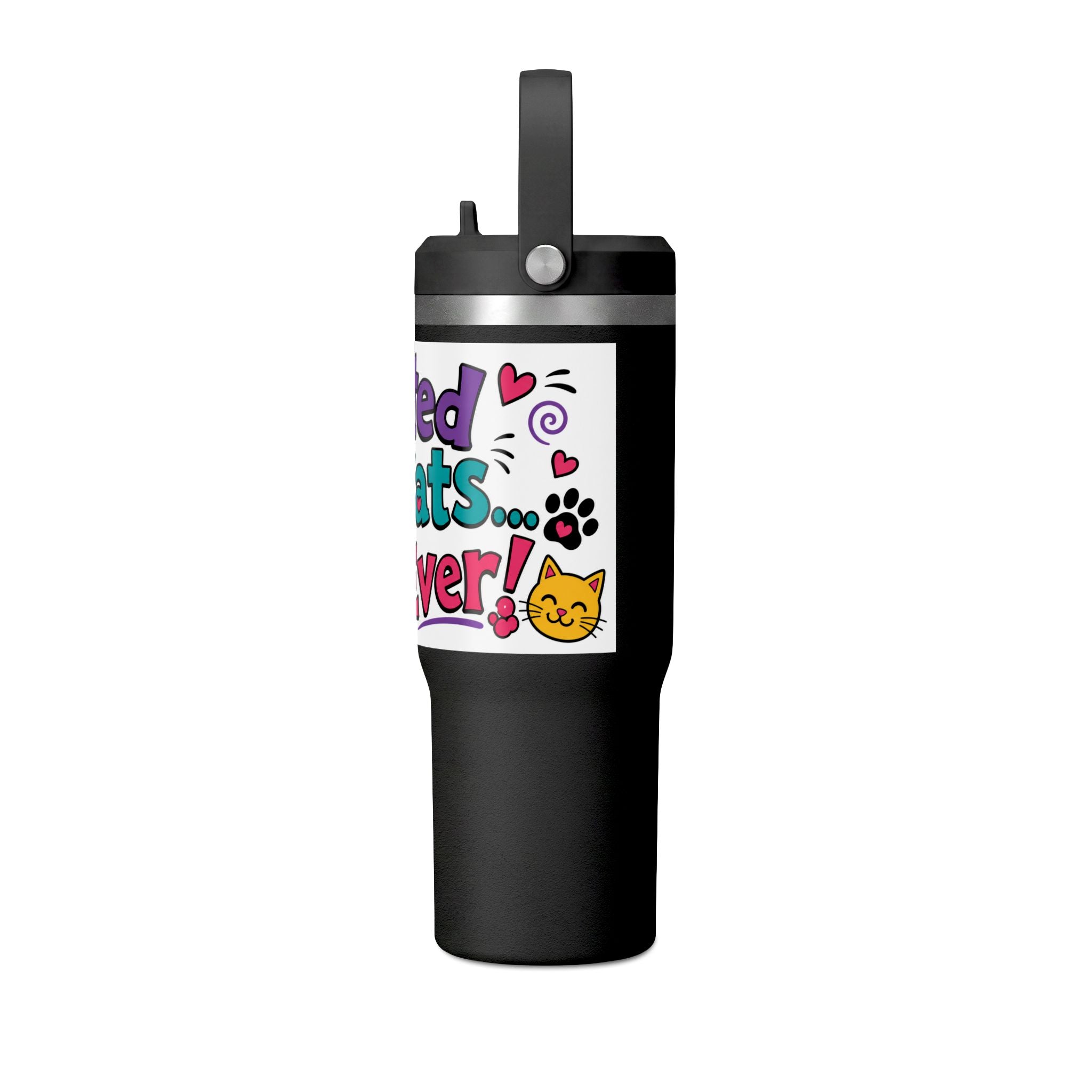 Adopted by Cats 32oz Nomad Tumbler – Funny Cat Lover Insulated Travel Cup