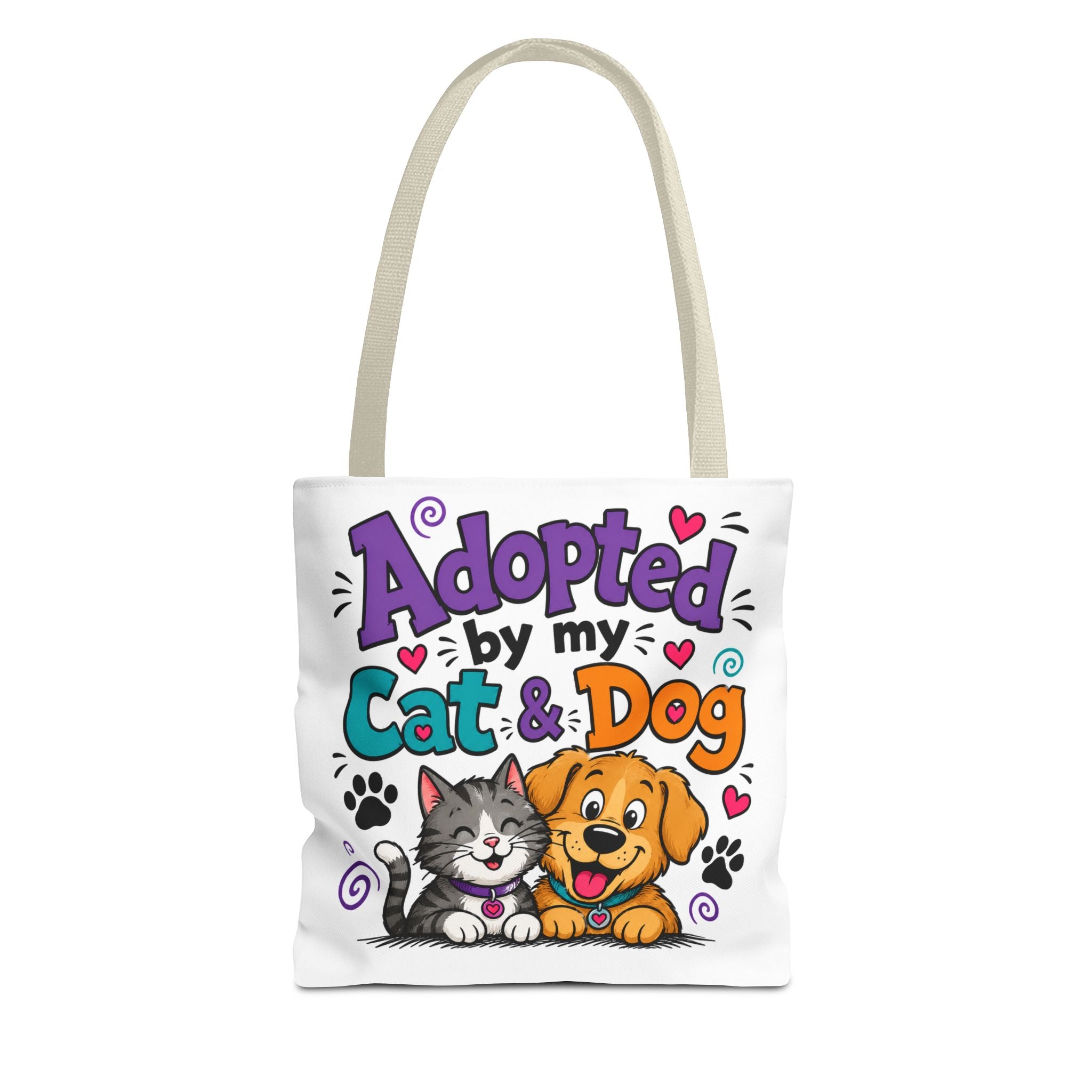 Adopted by My Cat & Dog Tote Bag — Cute Pet Rescue Reusable Shopper